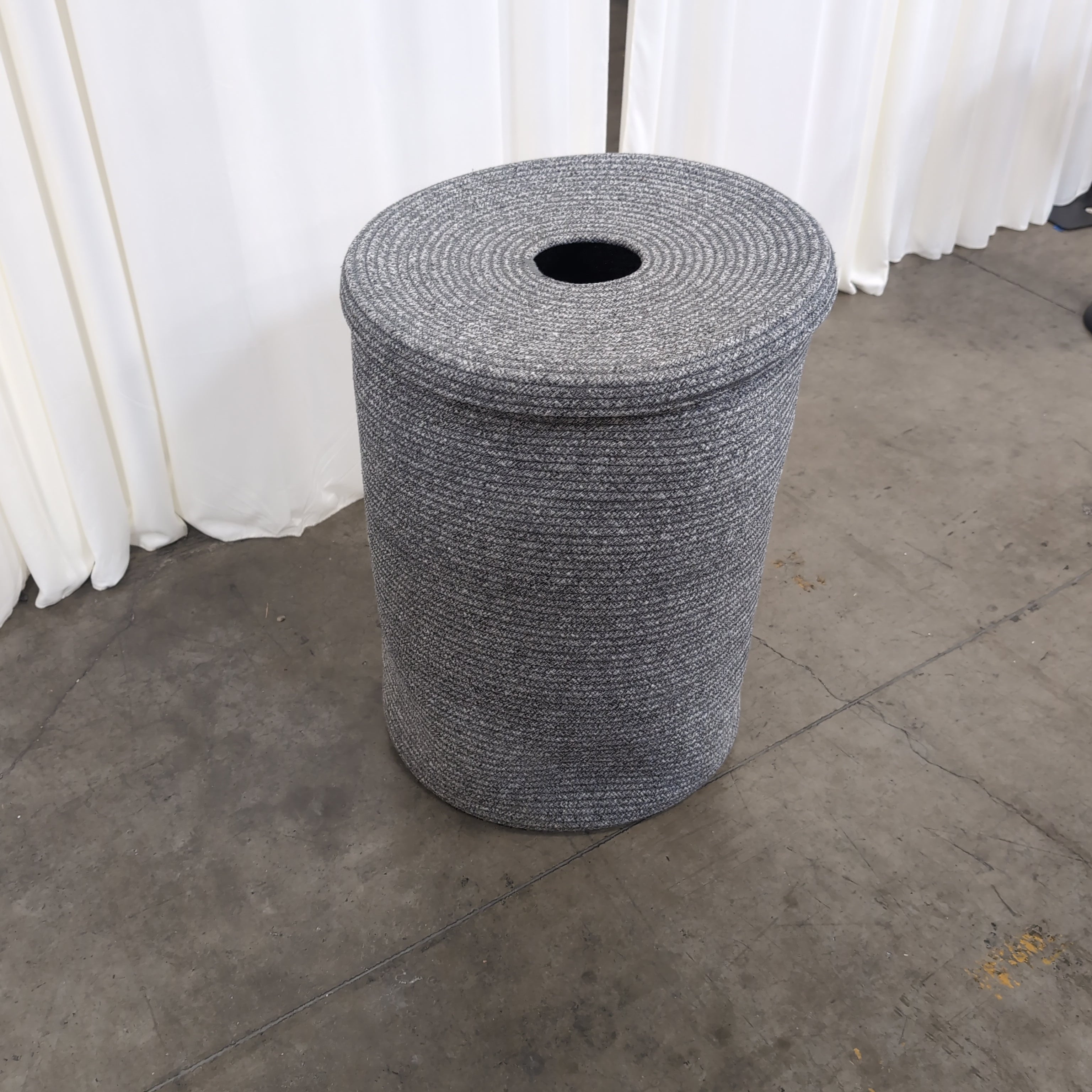 Round Grey Woven Laundry Hamper with a Lid