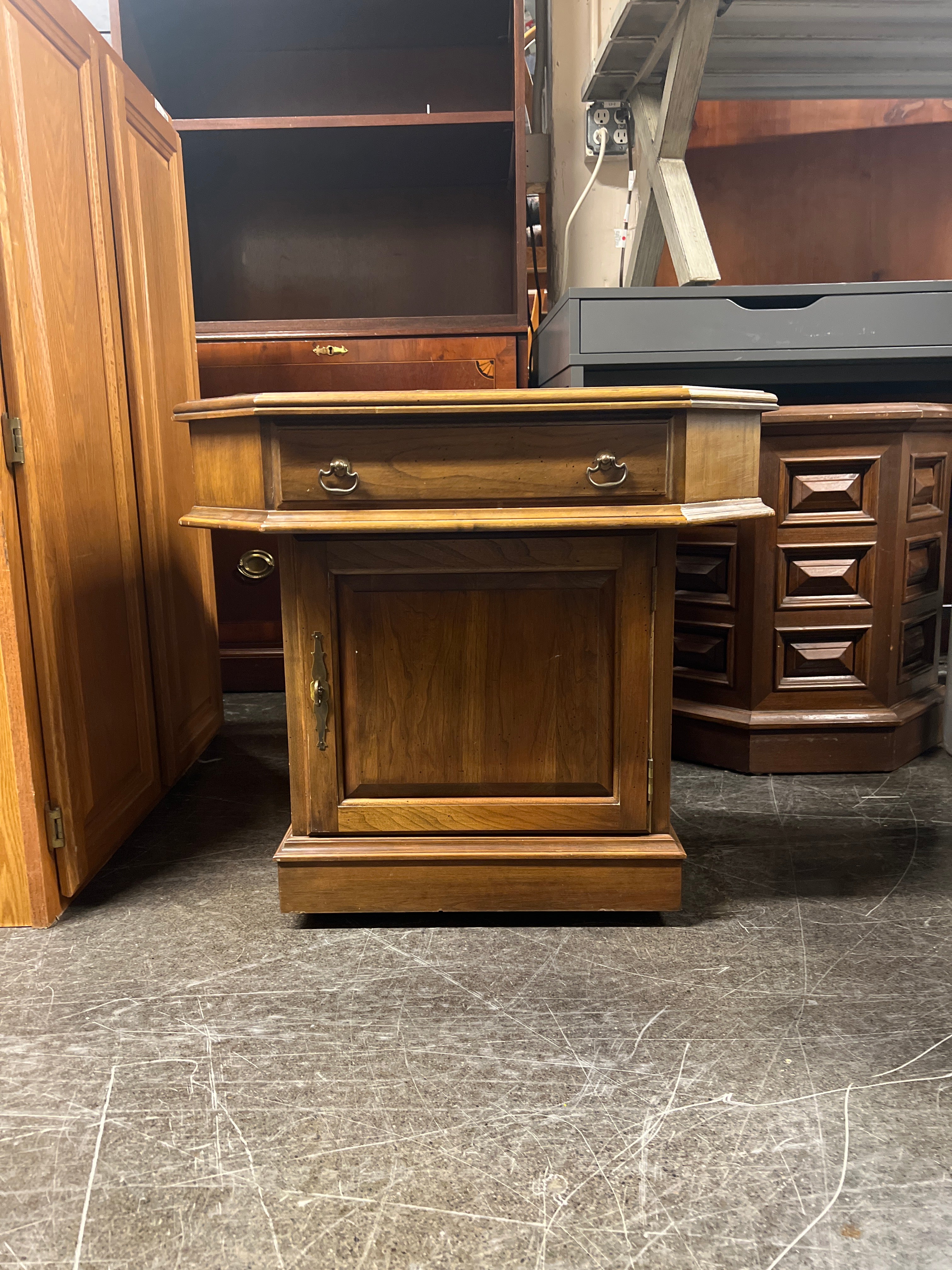 Vintage Pennsylvania House Octagonal End Table with Drawer & Cabinet