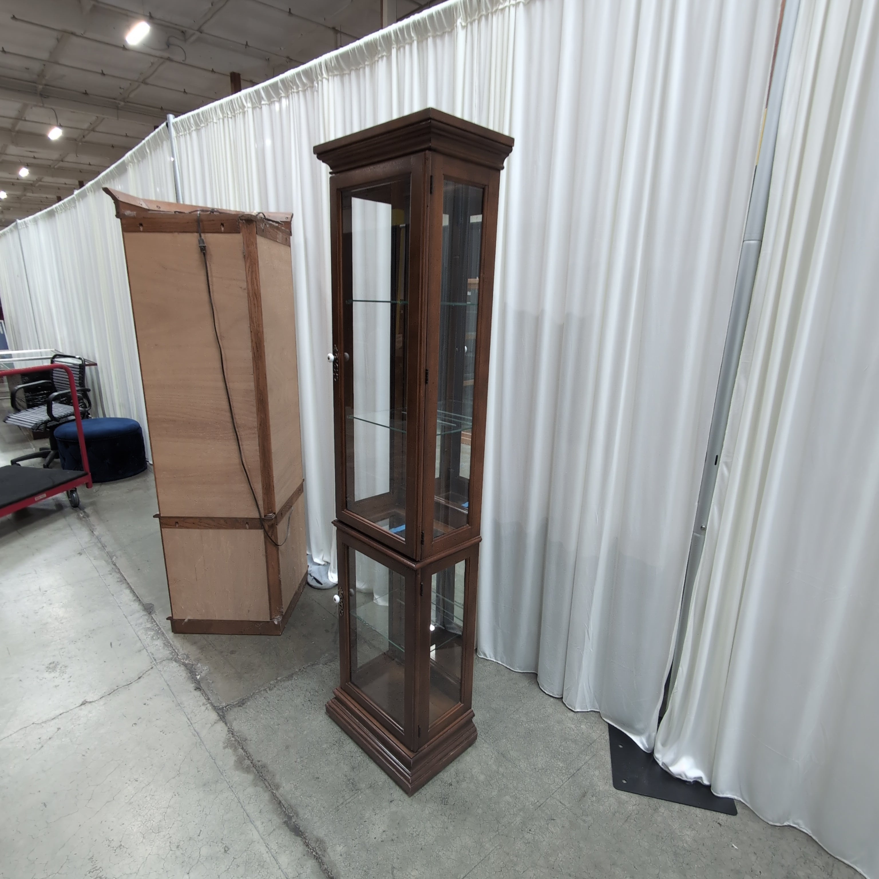 Traditional Dark Wood Two-Section China Cabinet