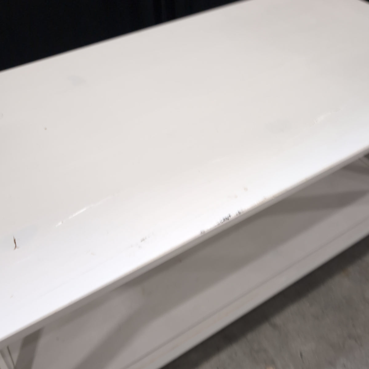 White Farmhouse Style Coffee Table with Lower Shelf