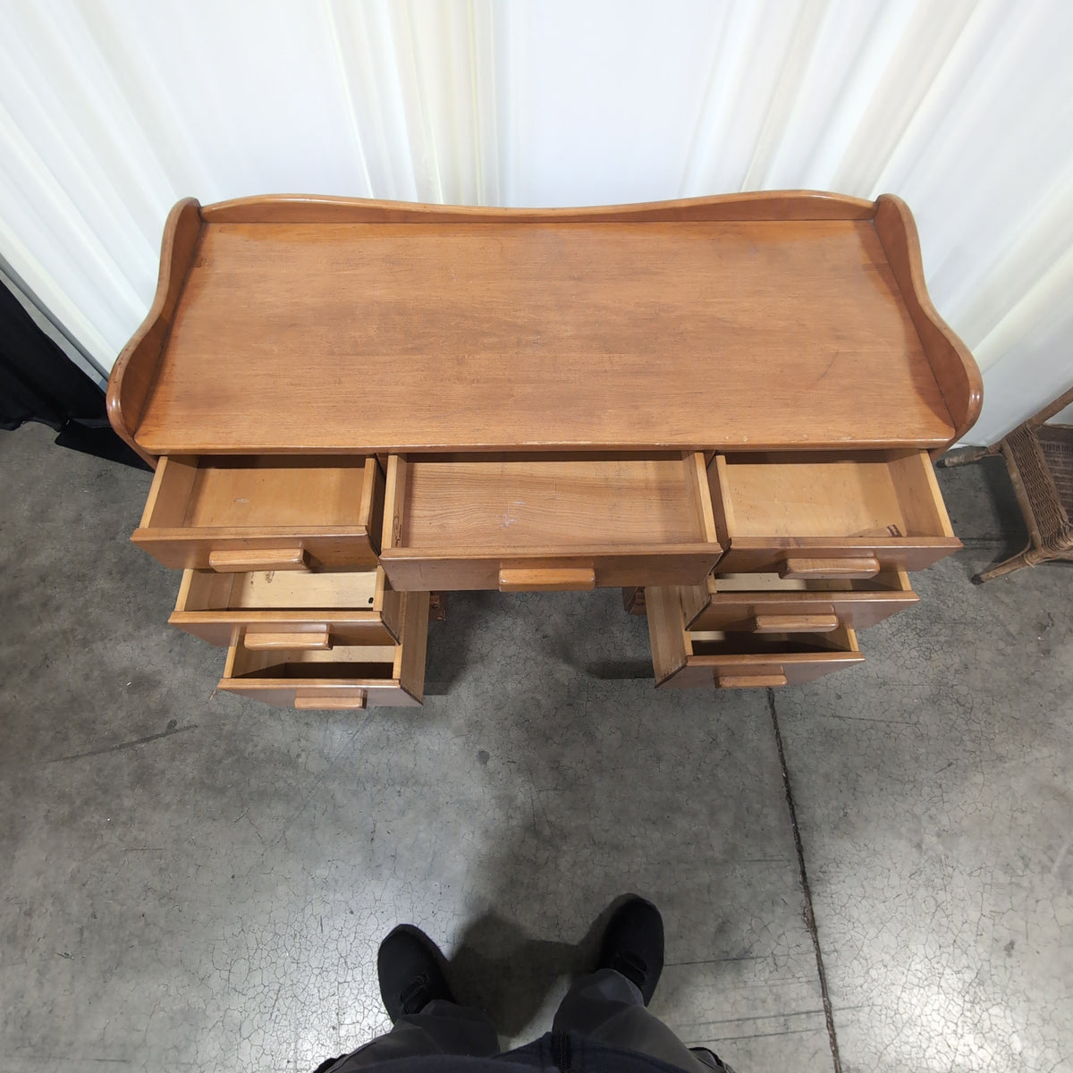 Light Brown Wood TV Stand with Four Drawers