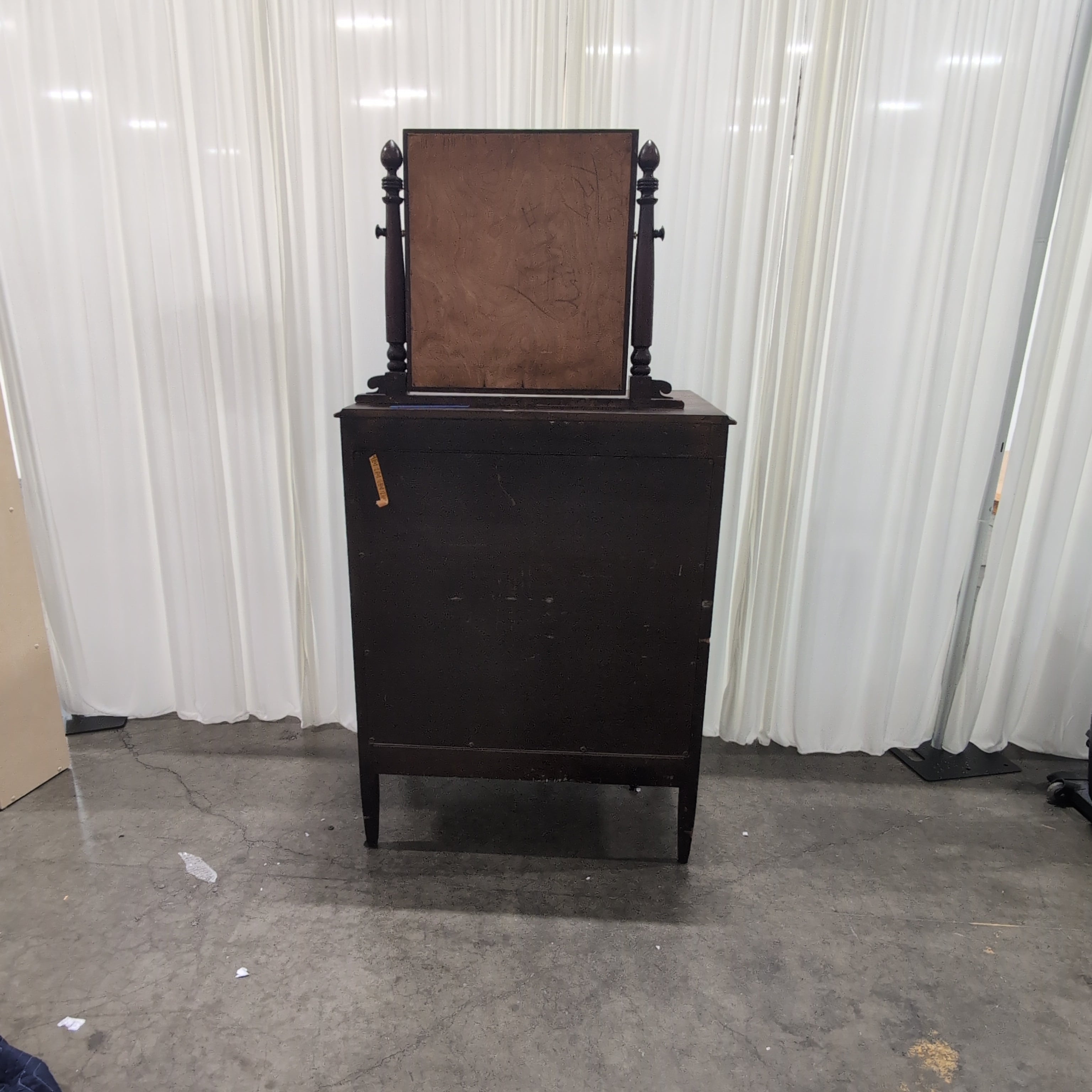 Traditional Dark Stained Wood Dresser with Side Doors