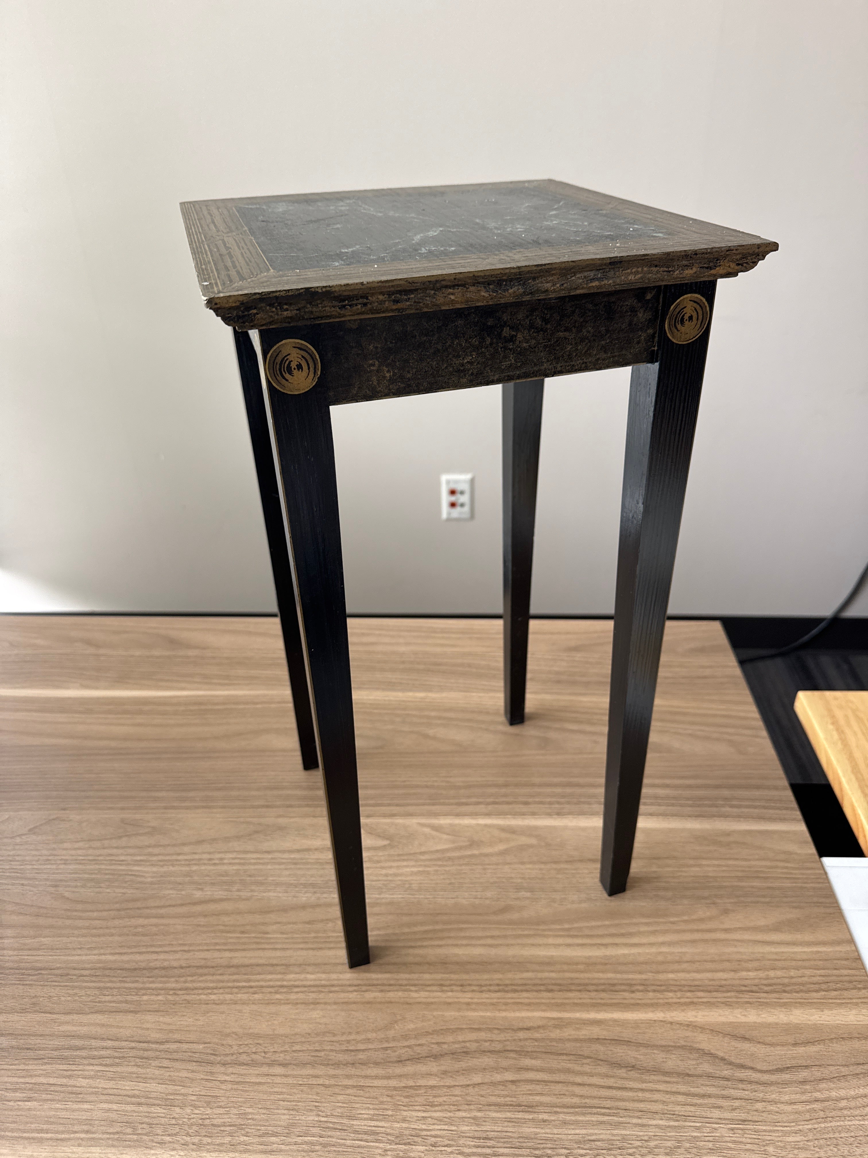 Antique-Inspired Side Table with Black Tapered Legs