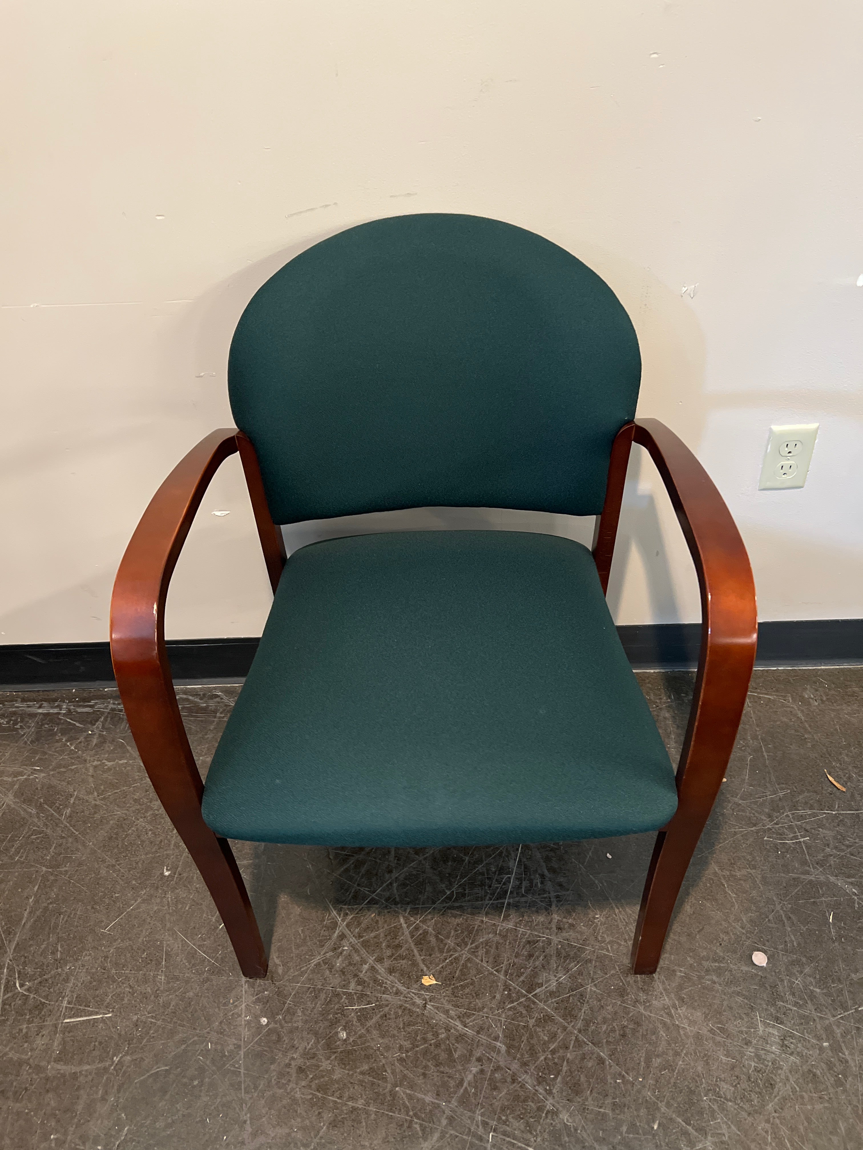 OFS Wood Frame Guest Chair with Teal Upholstery
