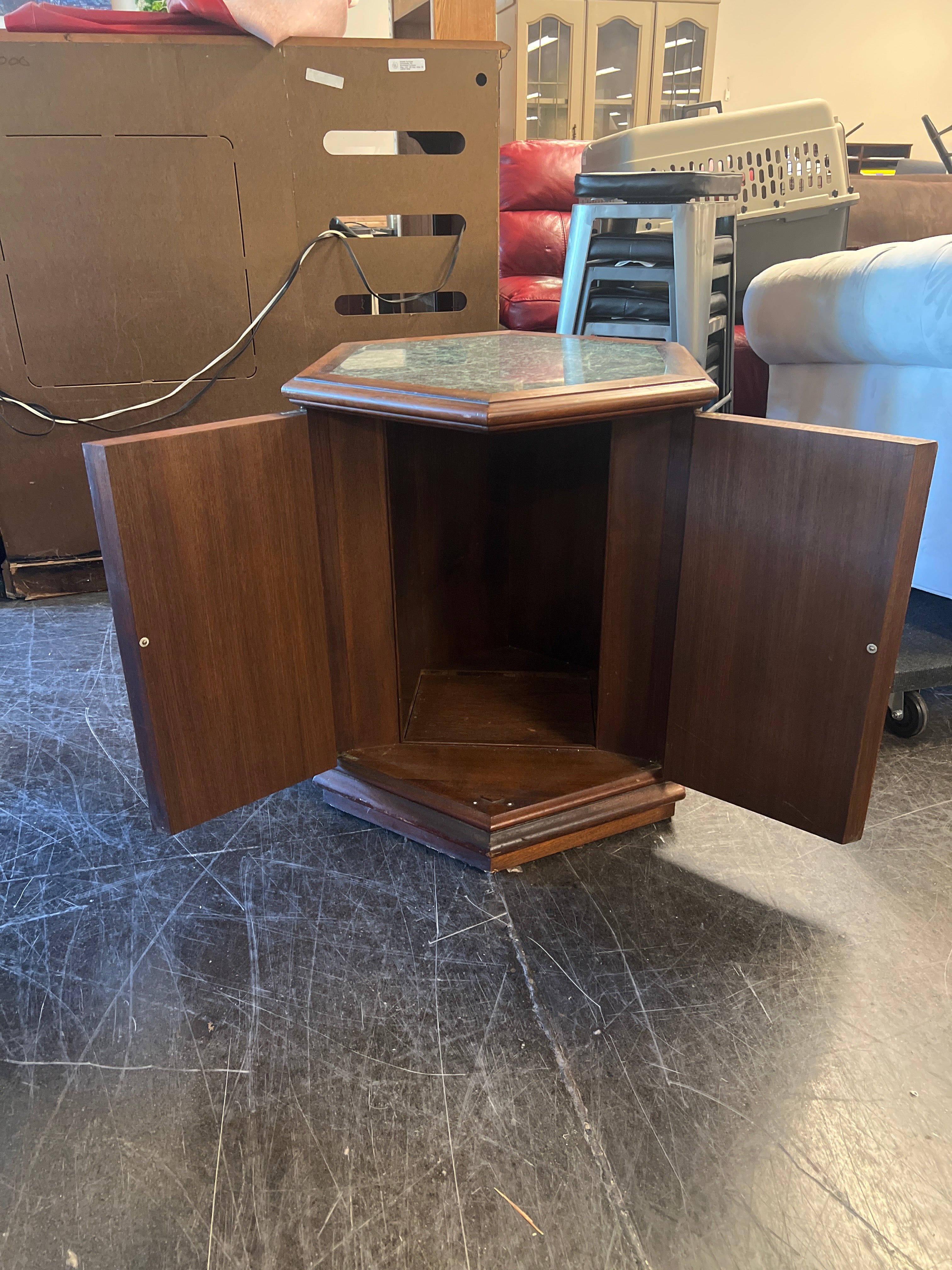 Tall Coffee Table with Green Marble Top