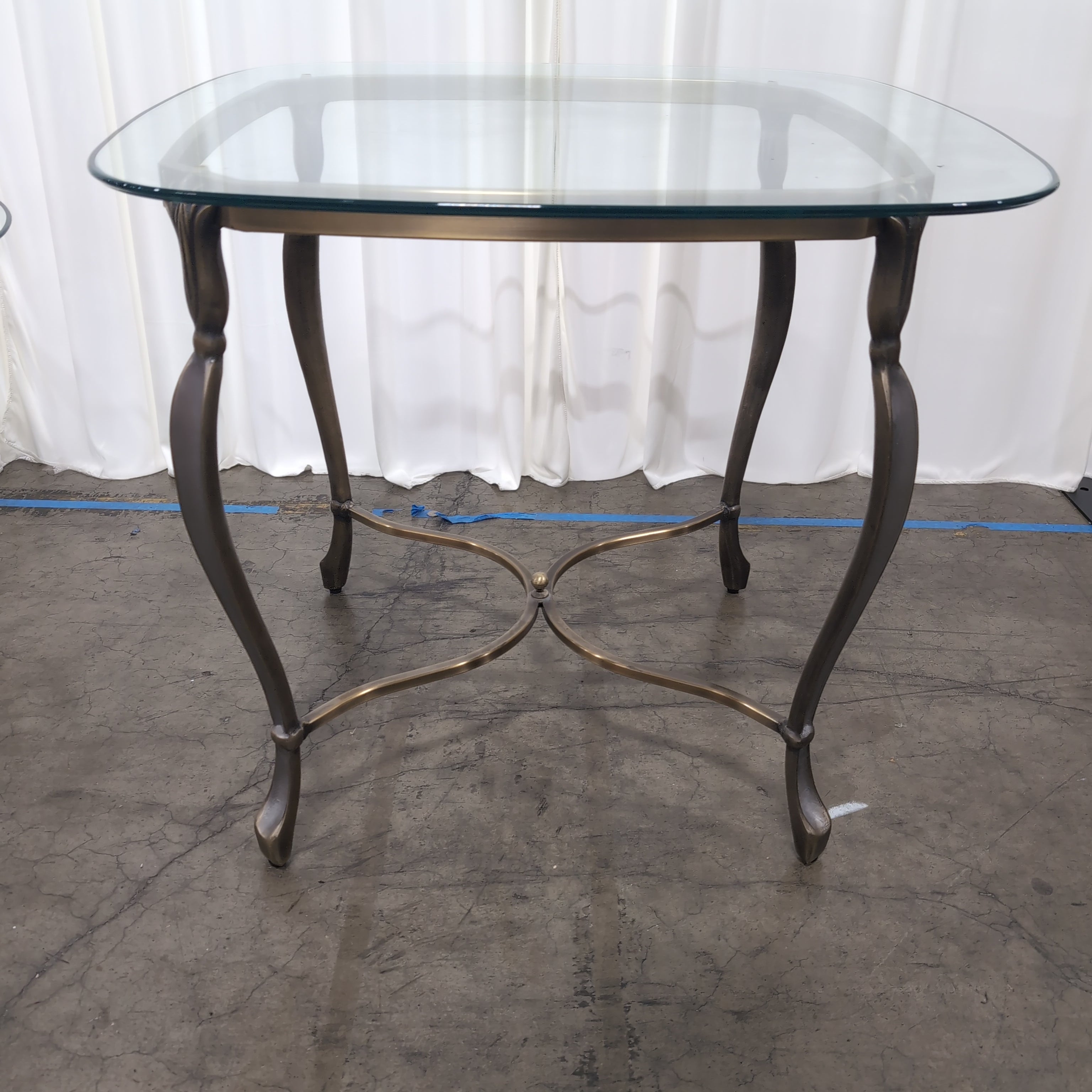Octagonal Glass Top End Table with Brass Frame
