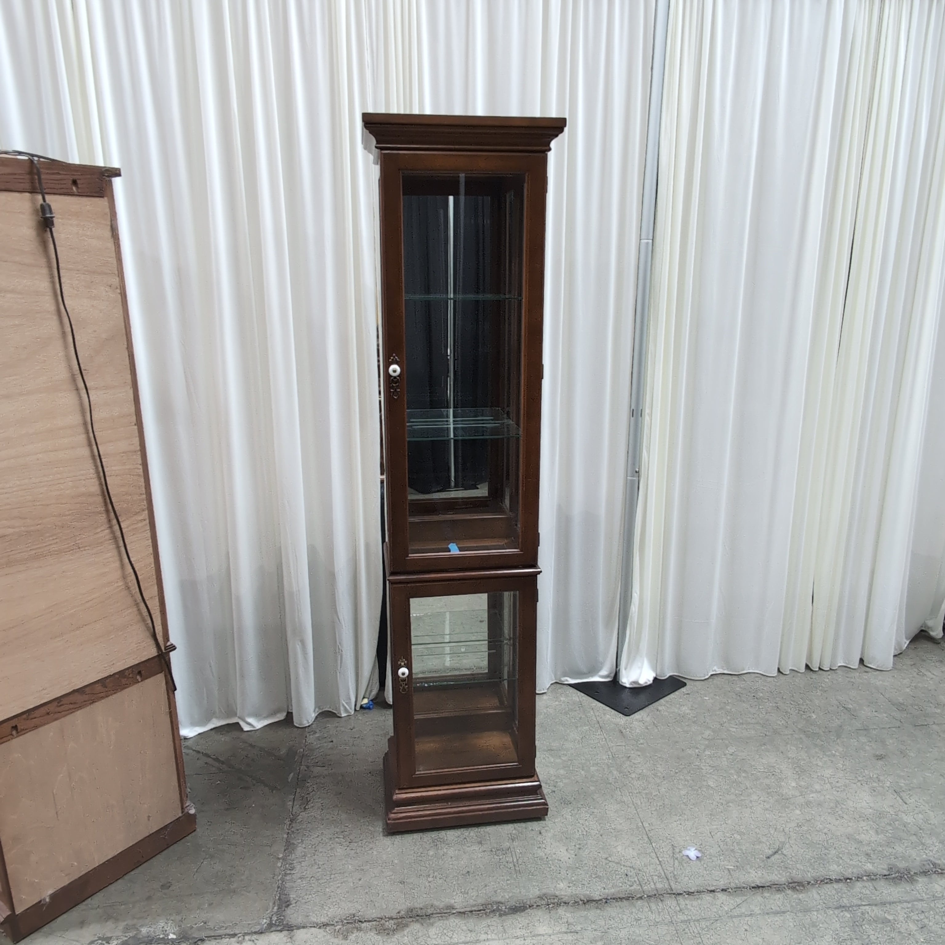 Traditional Dark Wood Two-Section China Cabinet