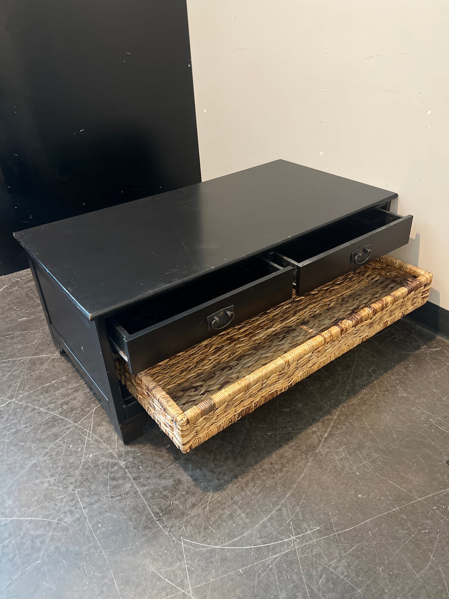 Rustic Black Coffee Table with Storage