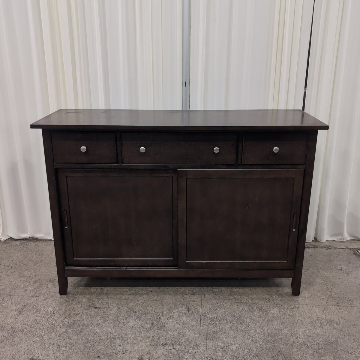 Dark Brown Wood Buffet with Sliding Door