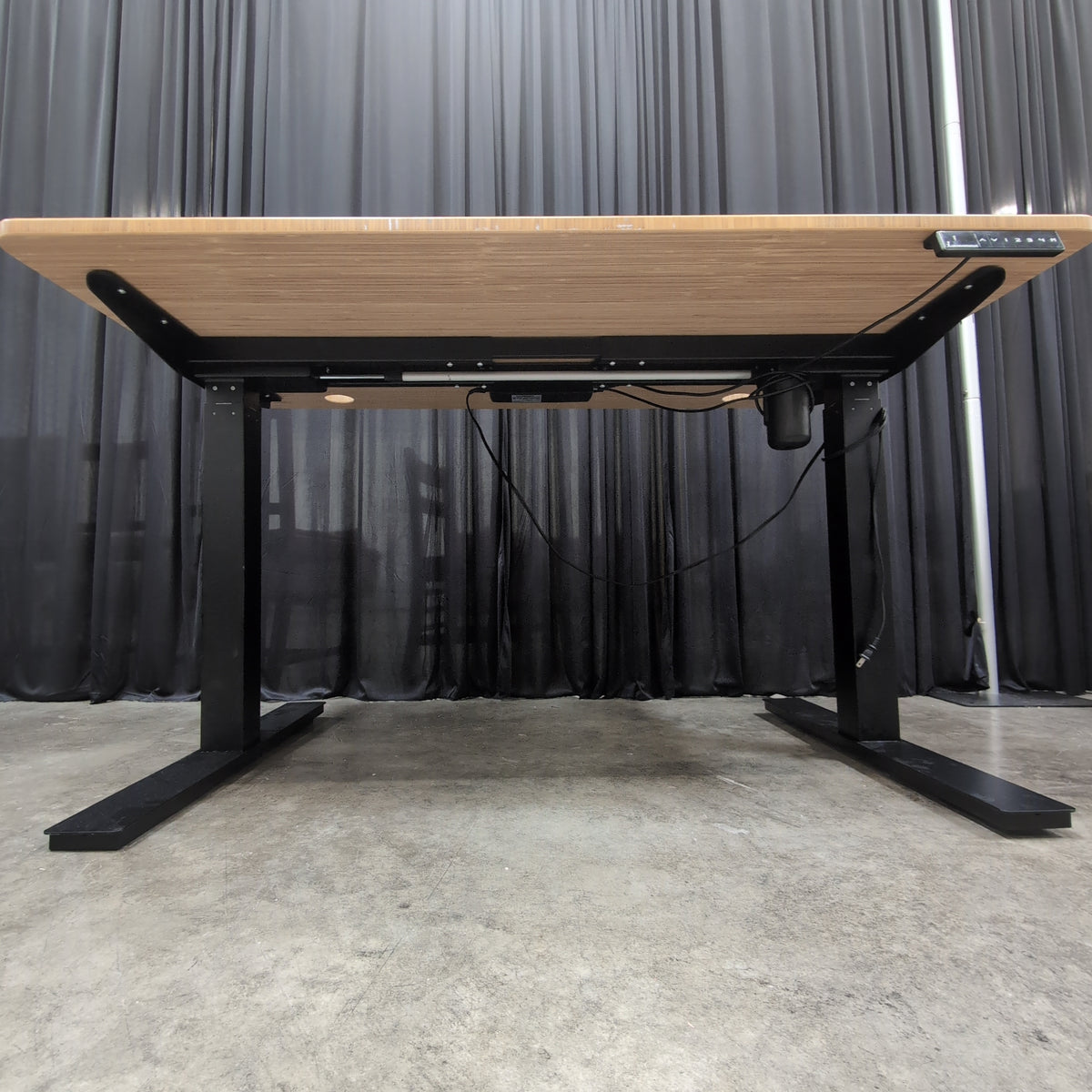 Natural Bamboo Top Standing Desk with Black Base