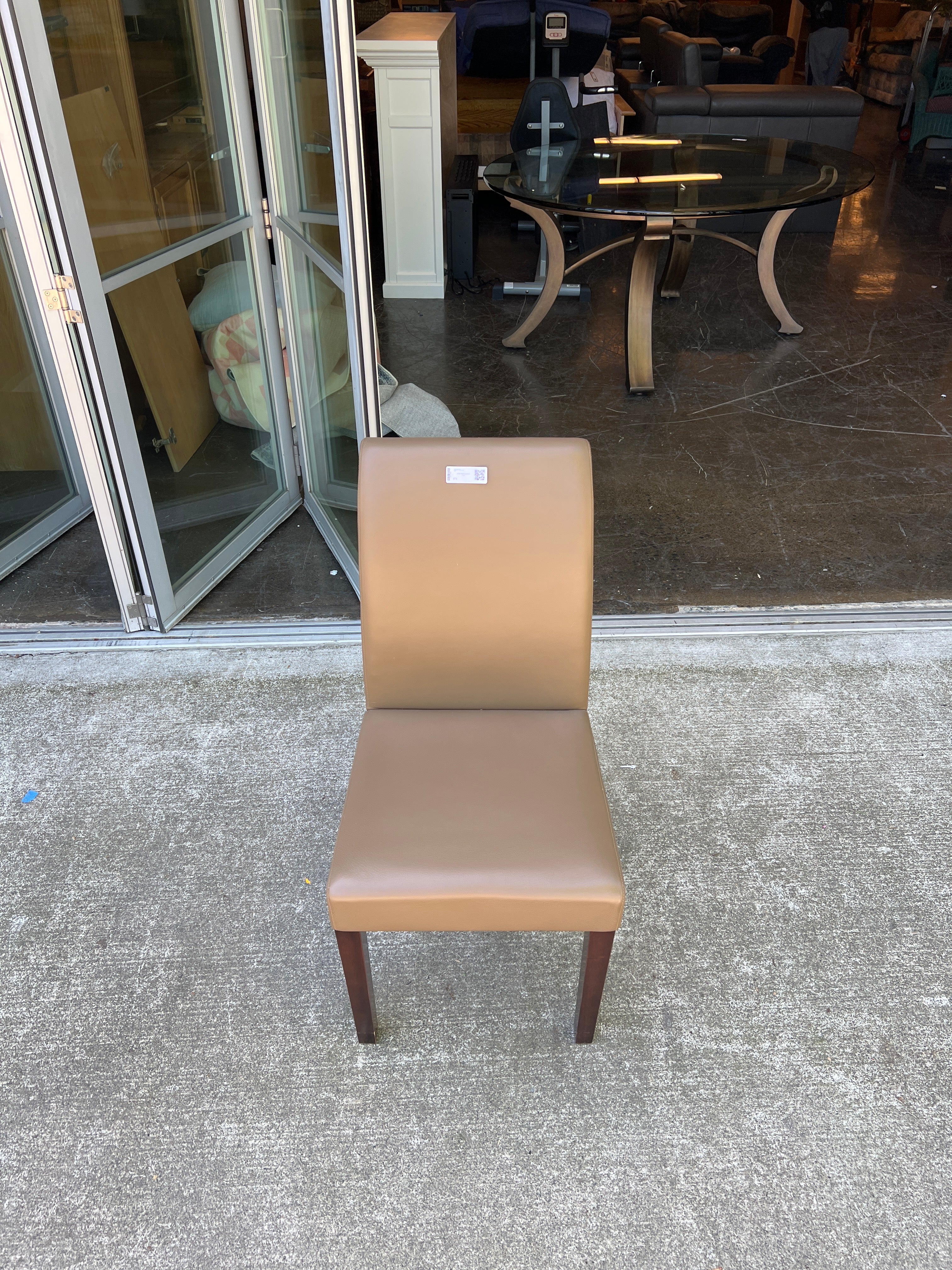 Hugues Chevalier Brown Leather Dining Chair