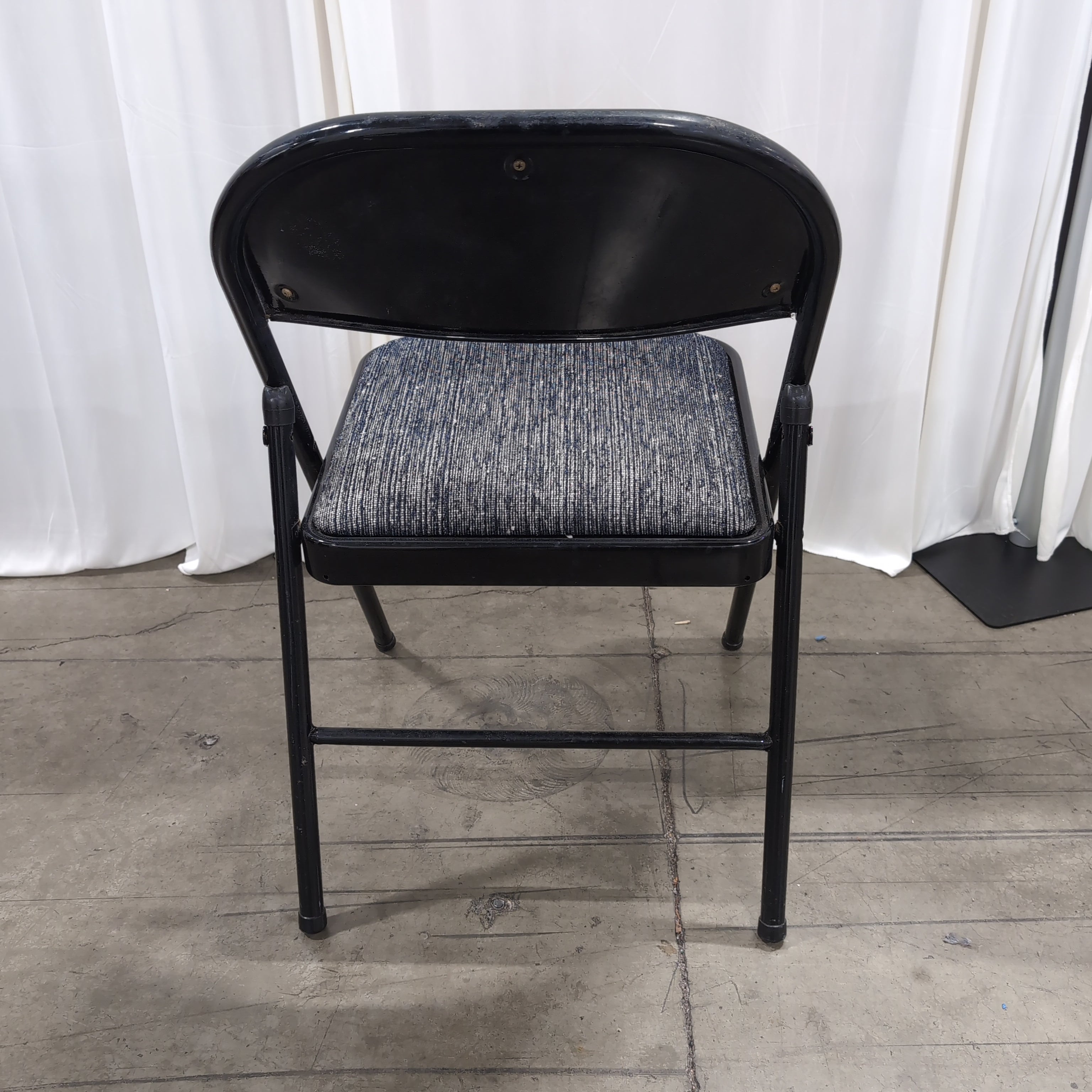 Black Metal Upholstered Folding Chair
