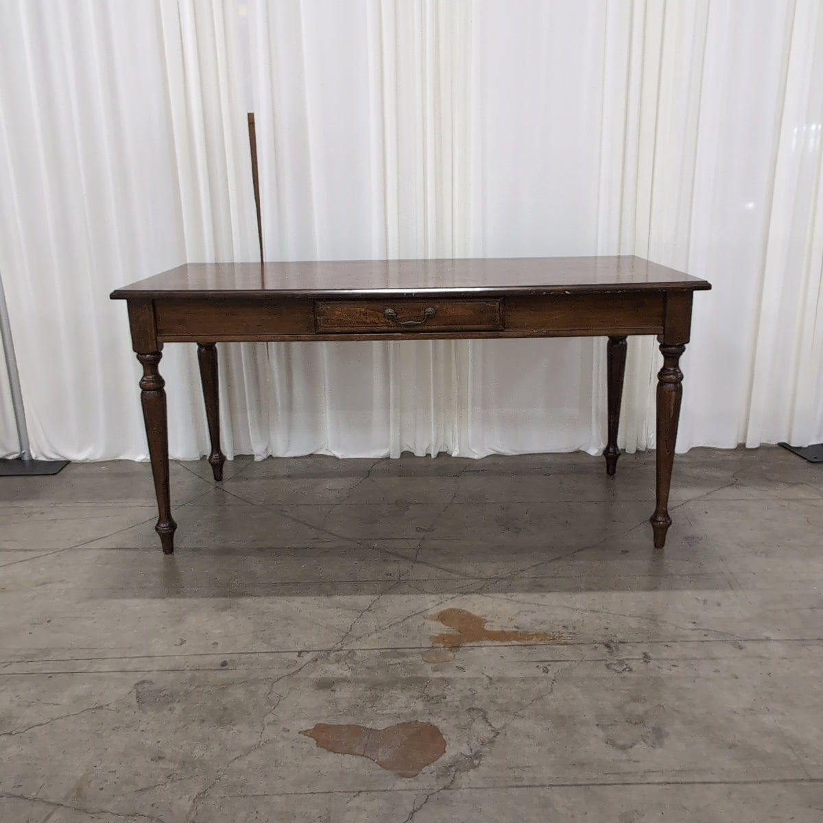 Classic Dark Brown Wood Dining Table with Turned Legs