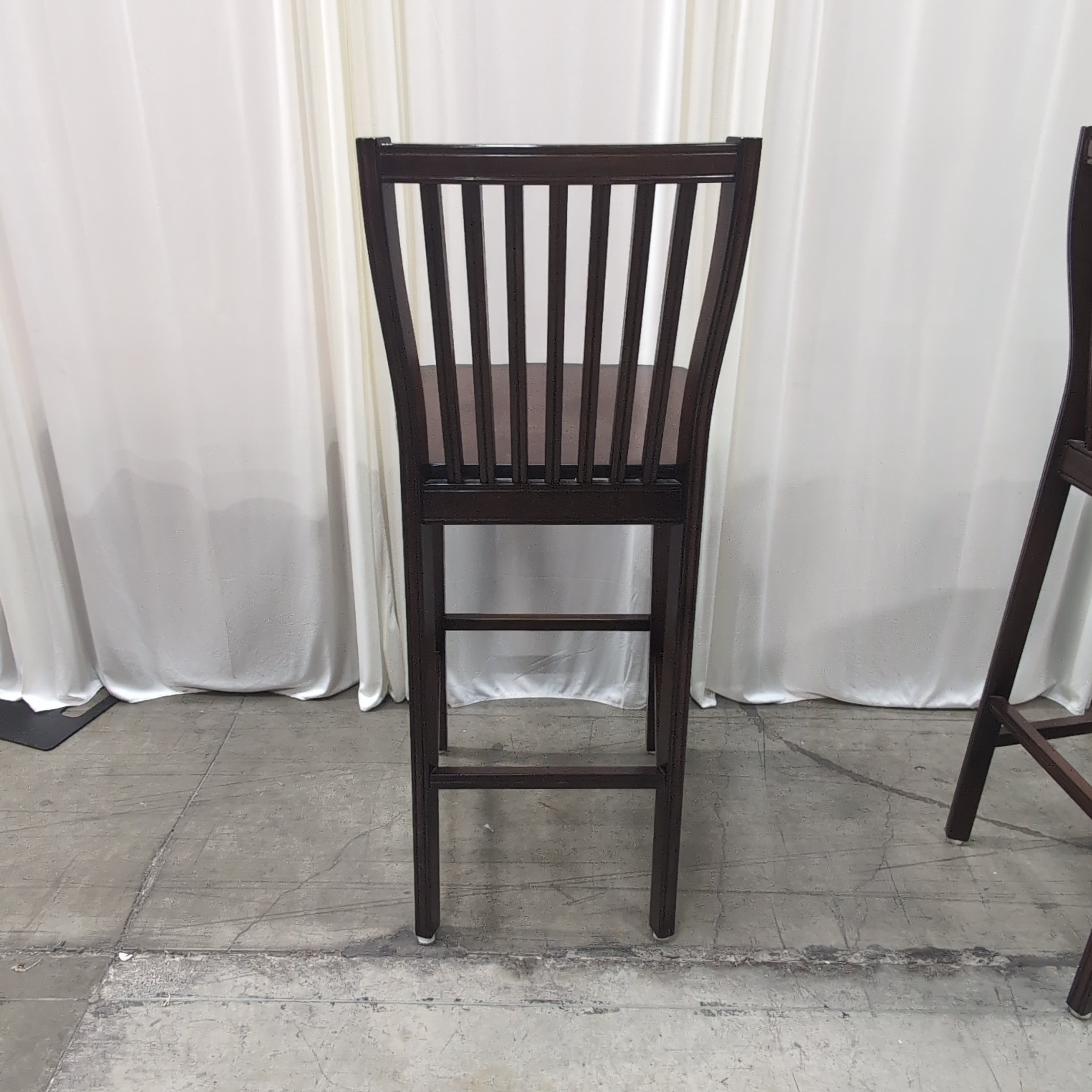 Dark Cherry Wood Slat Back Bar Stool