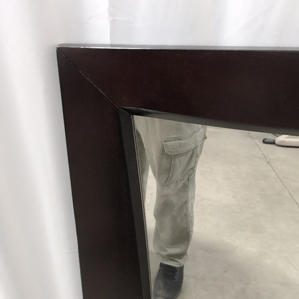 Dark Brown Wood Frame Mirror with a Ledge