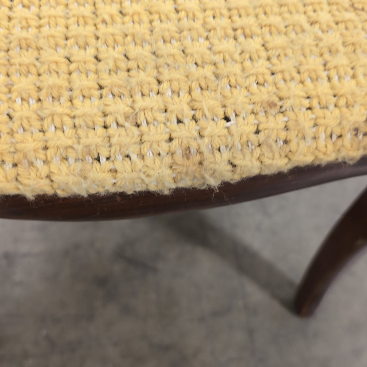 Traditional Dark Wood Carved Back Chair with Woven Seat