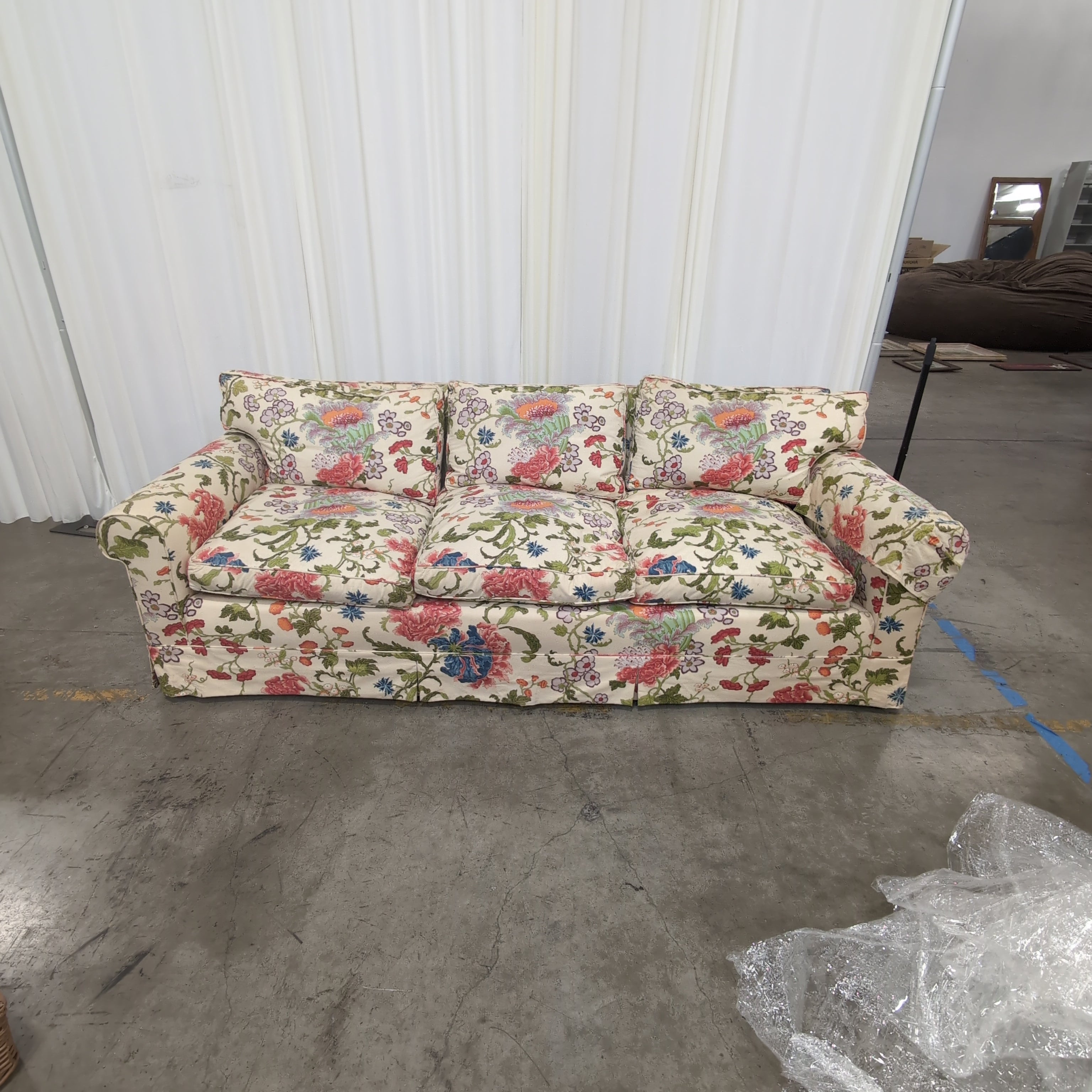 Chestnut Hill Collection Vibrant Floral Print Three-Cushion Couch