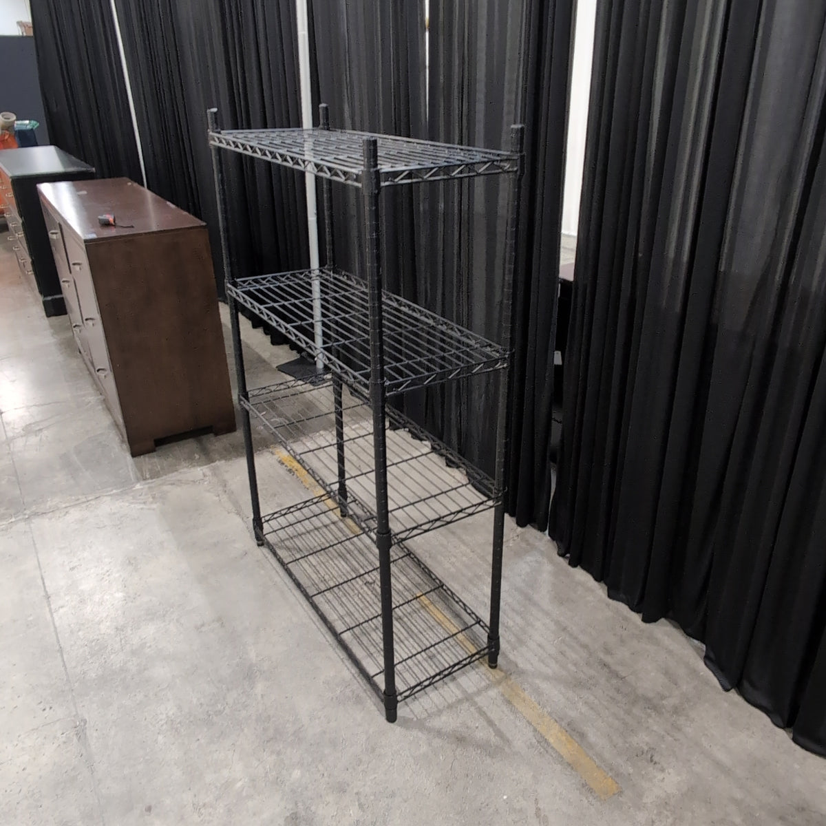 Black Four-Tier Wire Shelving Unit in Metal