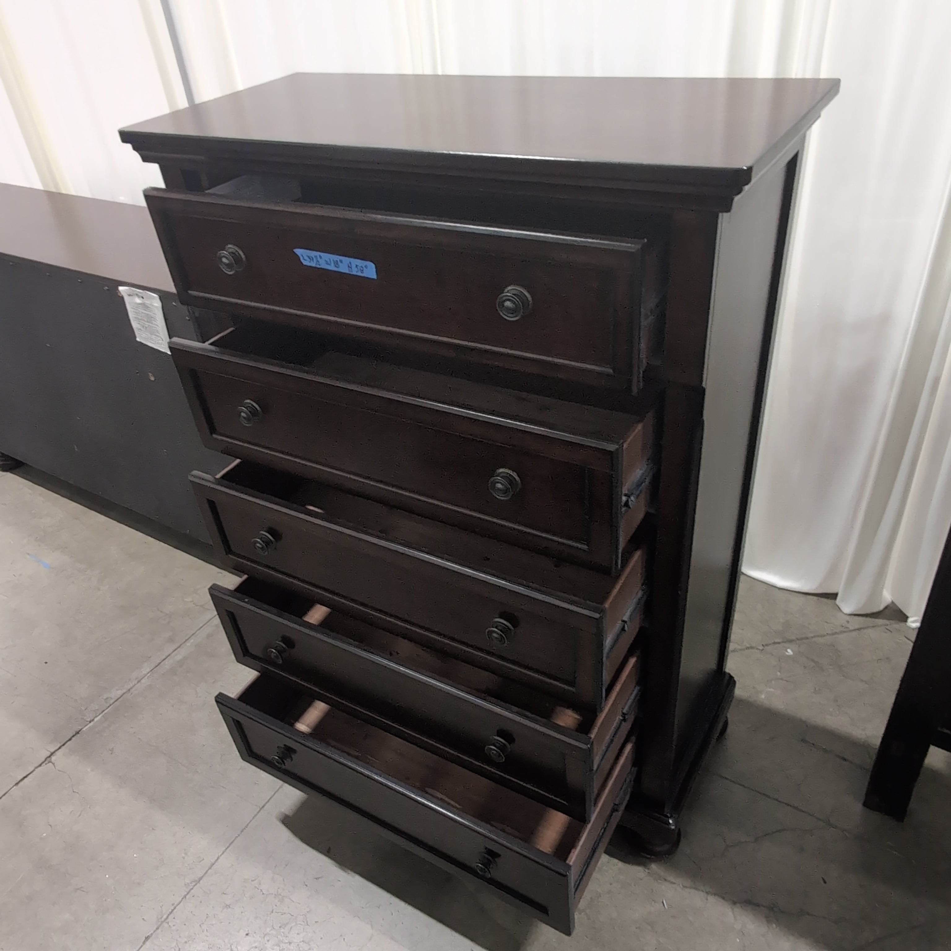 Traditional Dark Wood Five-Drawer Dresser