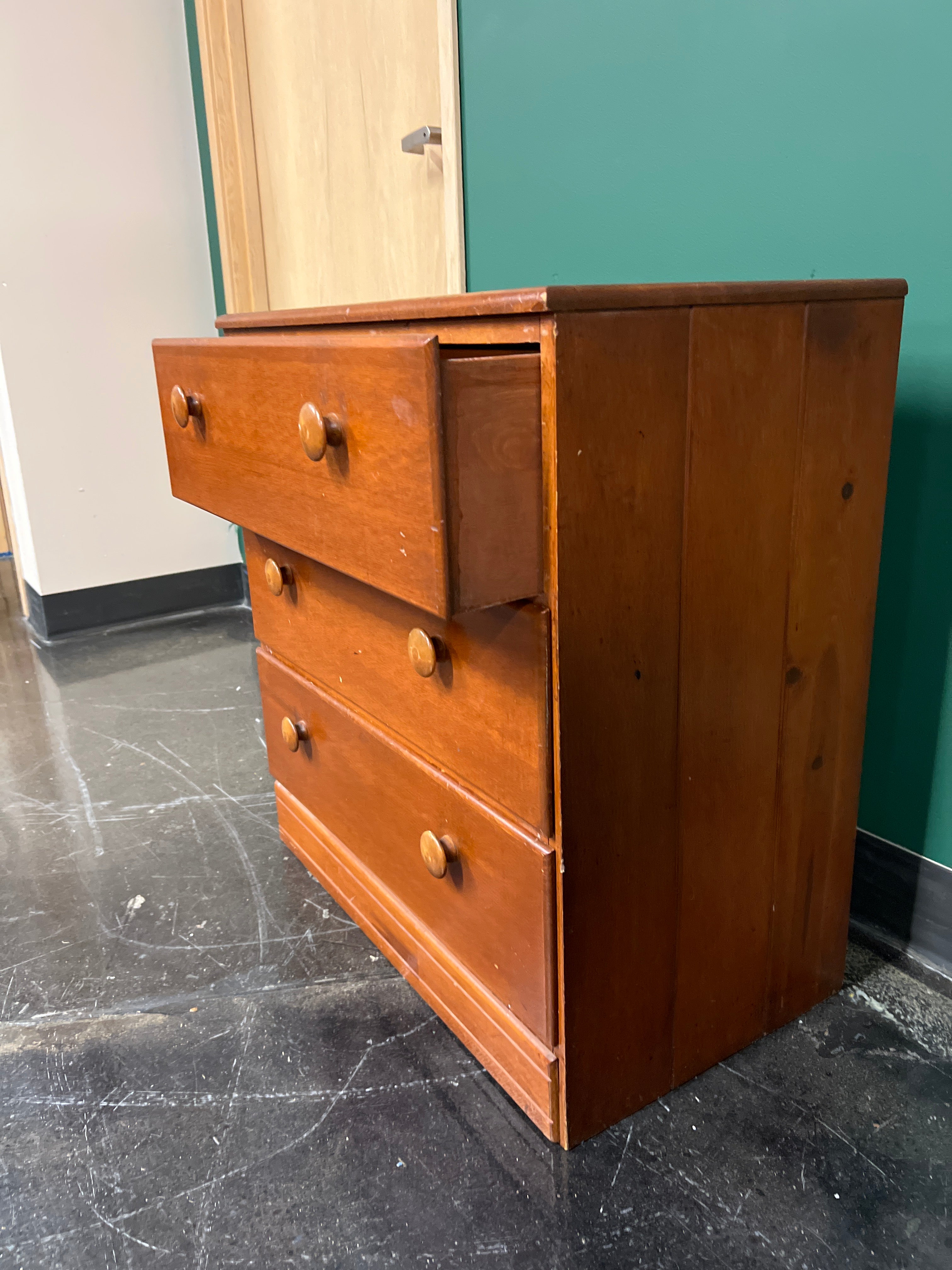 Rustic Three-Drawer Wooden Chest