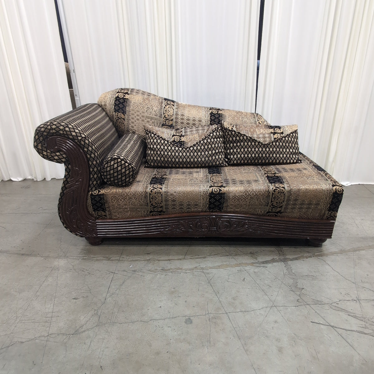Patterned Fabric L-Shaped Sectional Couch