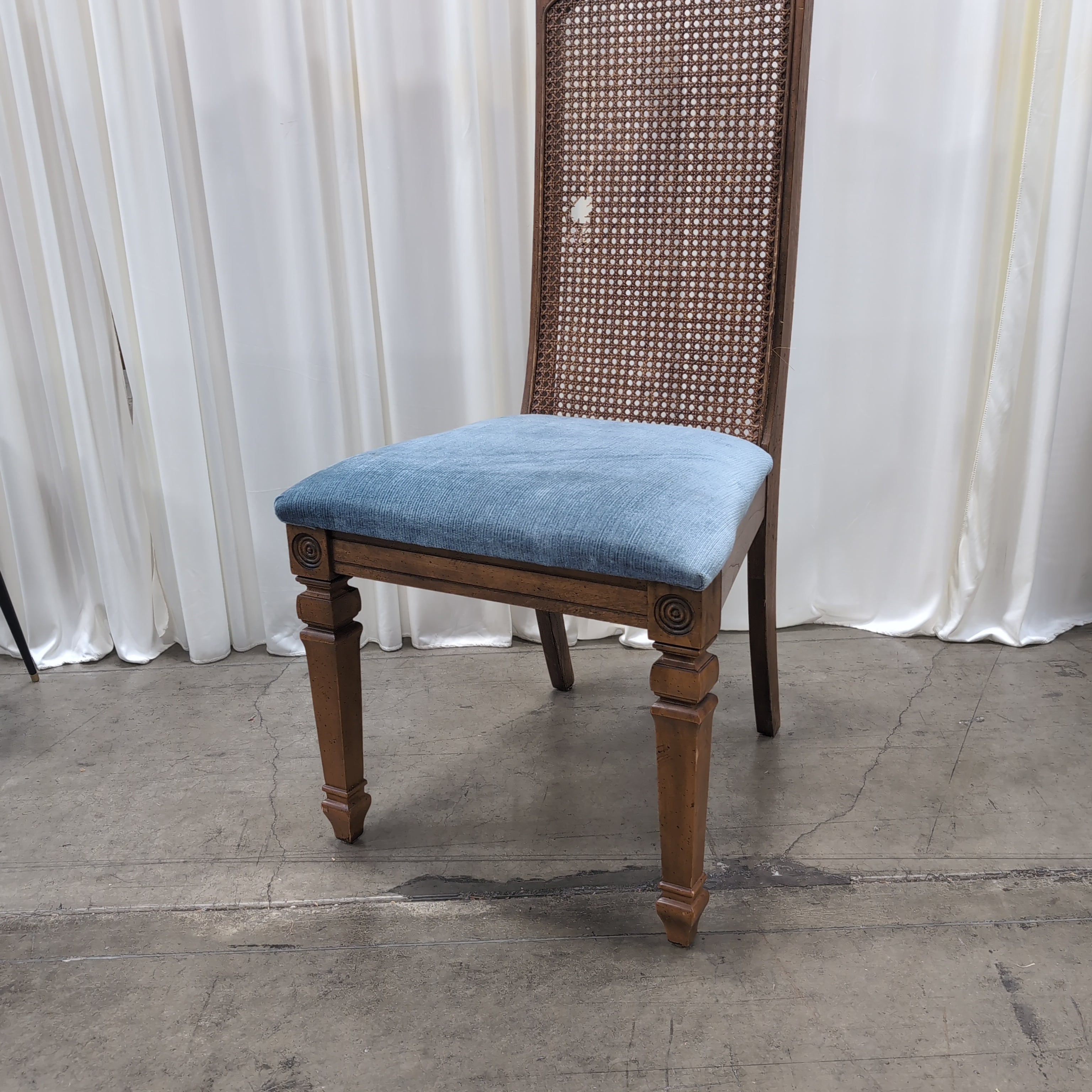 French Provincial Style Wood Dining Chair with Cane Back
