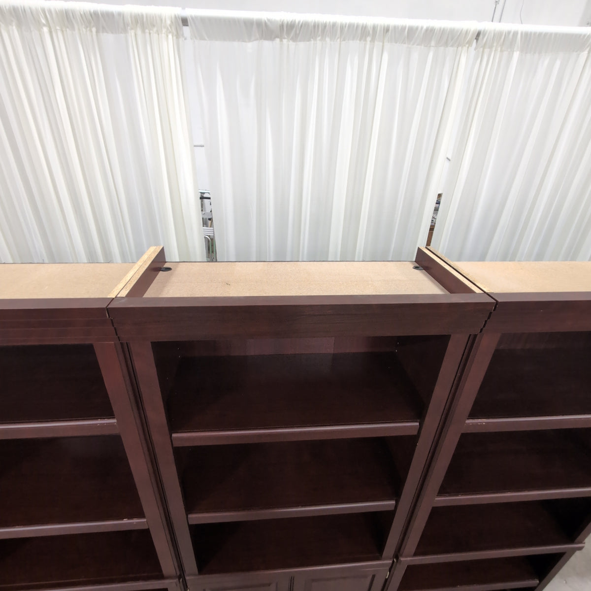 Sauder Dark Brown Three-Section Bookcase with Cabinet Doors