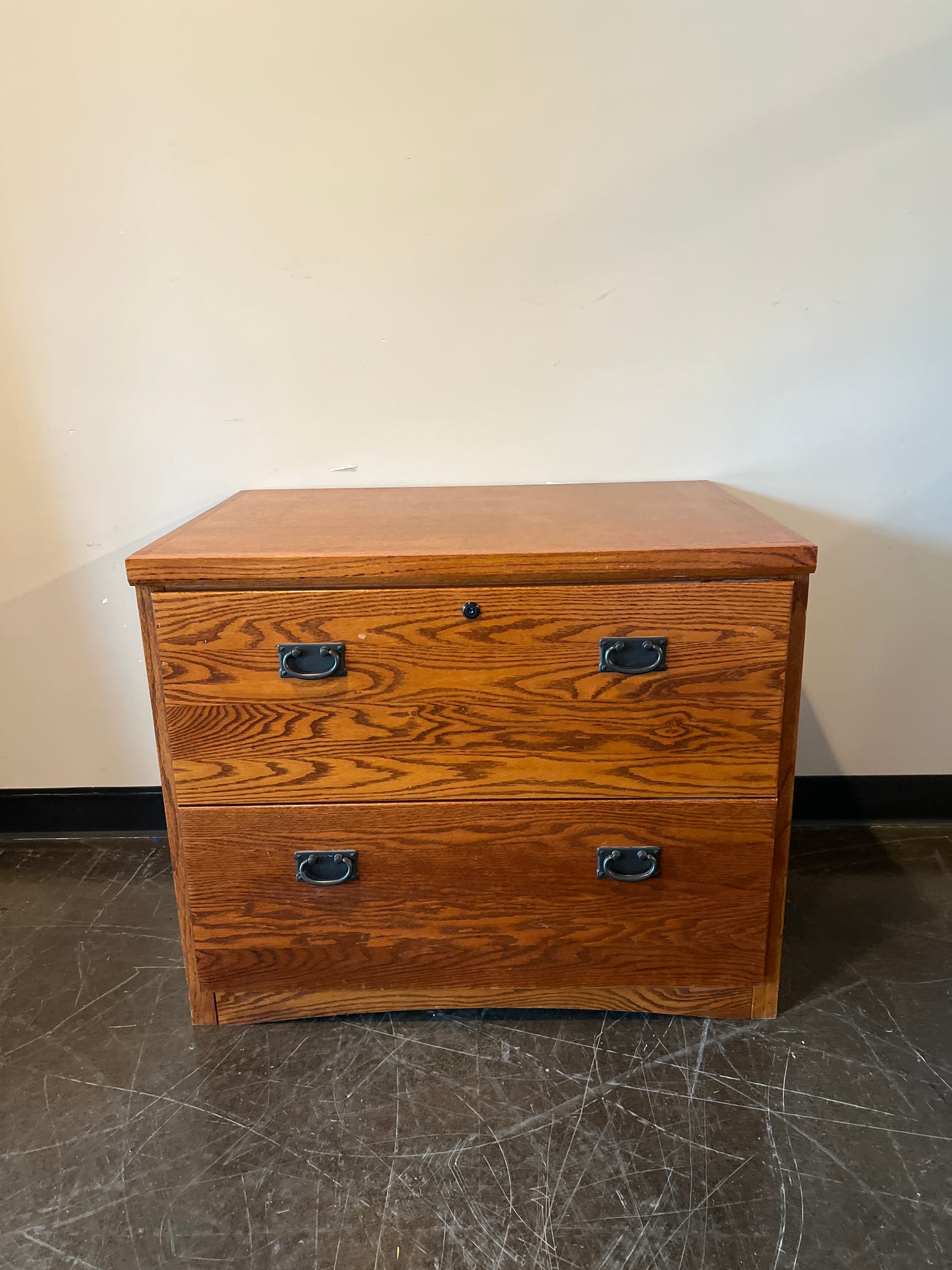 Solid Oak 2-Drawer Lateral File Cabinet