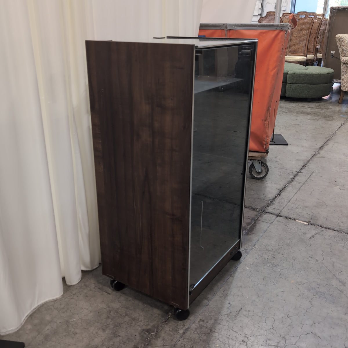 SANYO Dark Wood Tone Two-Shelf TV Stand with Casters