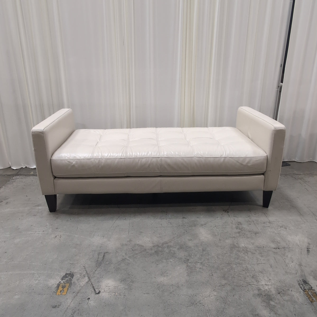 Cream Tufted Leather Couch