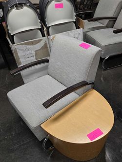 Blue/Grey Cloth Lounge Chair