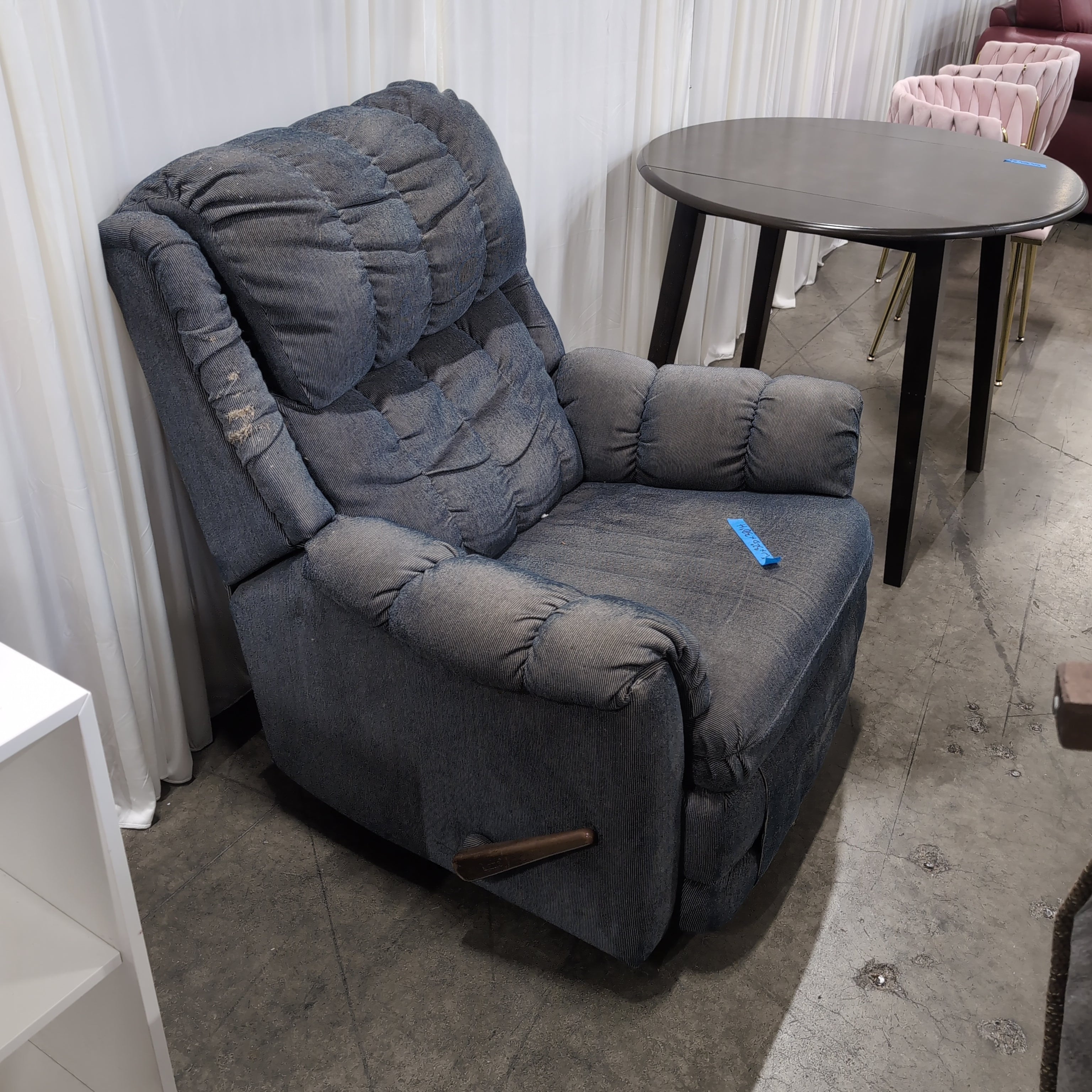 Padded Dark Gray Corduroy Recliner