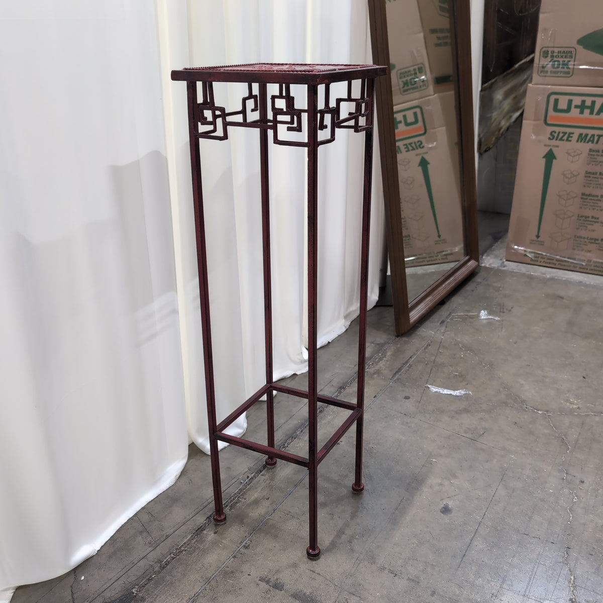 Reddish-Brown Embossed Iron Plant Stand