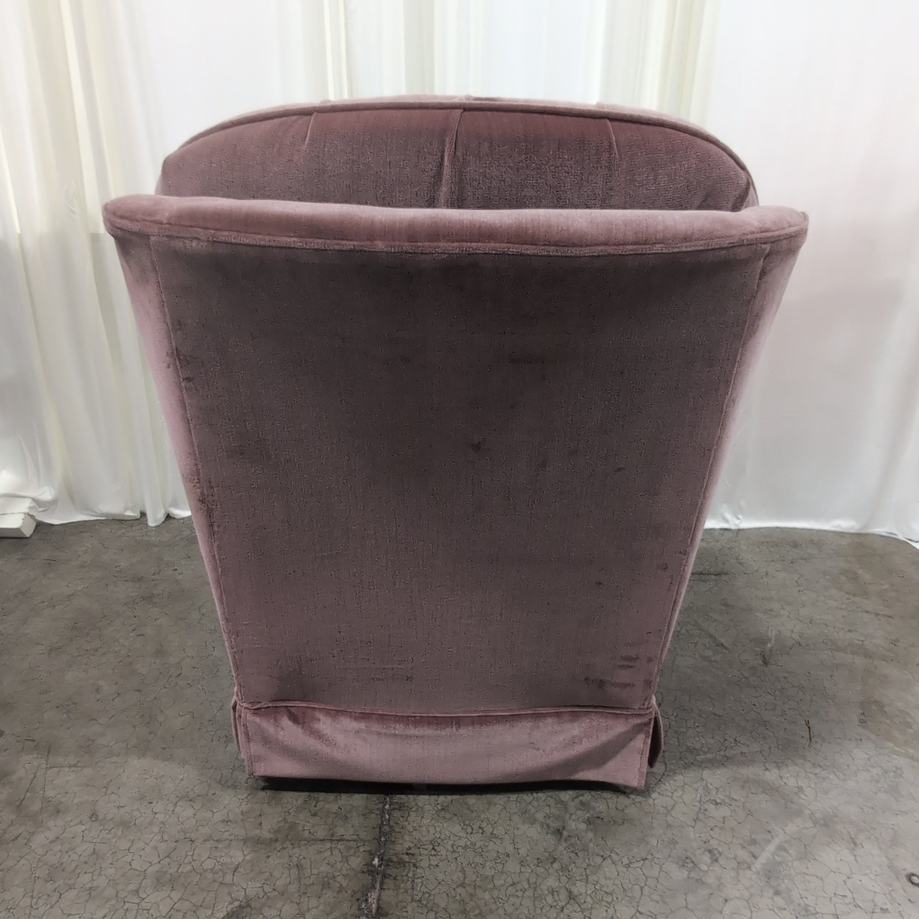 Tufted Mauve Velvet Armchair with Rolled Arms