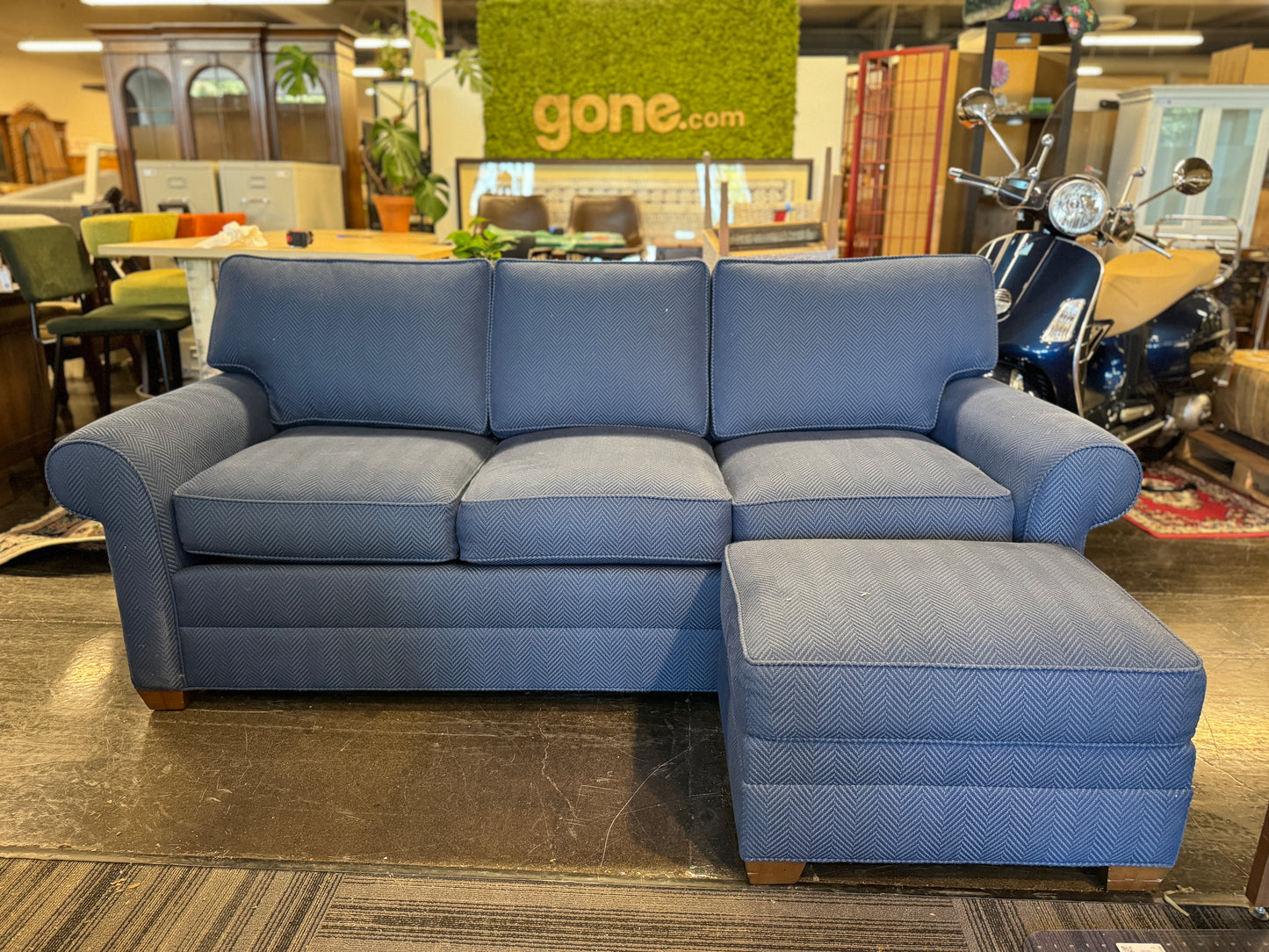 Ethan Allen Spencer Roll-Arm Sofa and Ottoman