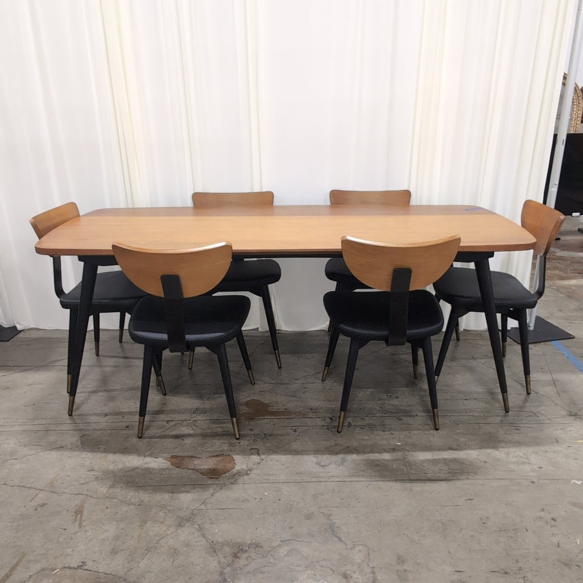 Warm Wood Rectangular Dining Table with Tapered Legs