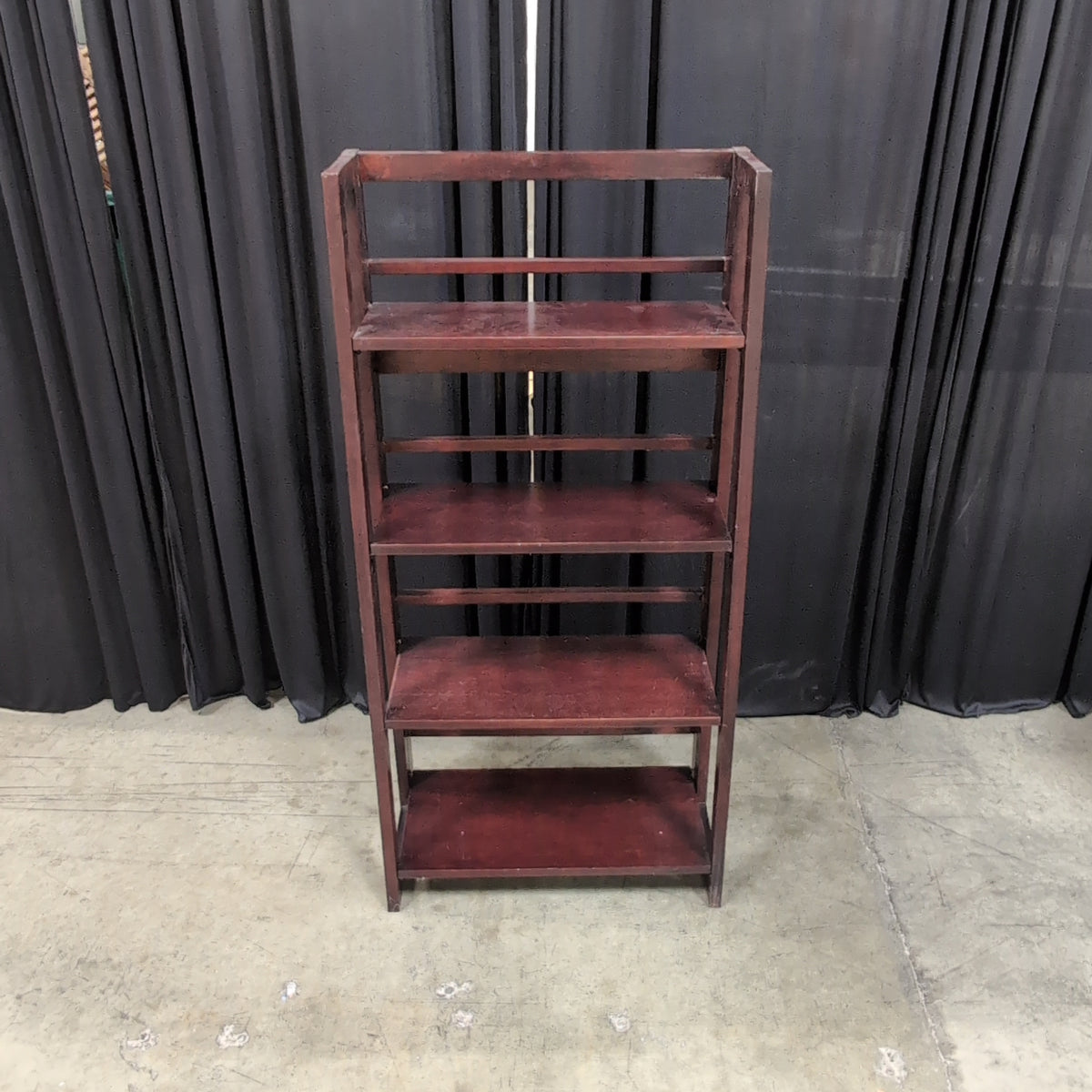 Dark Cherry Four-Shelf Ladder Bookcase in Wood