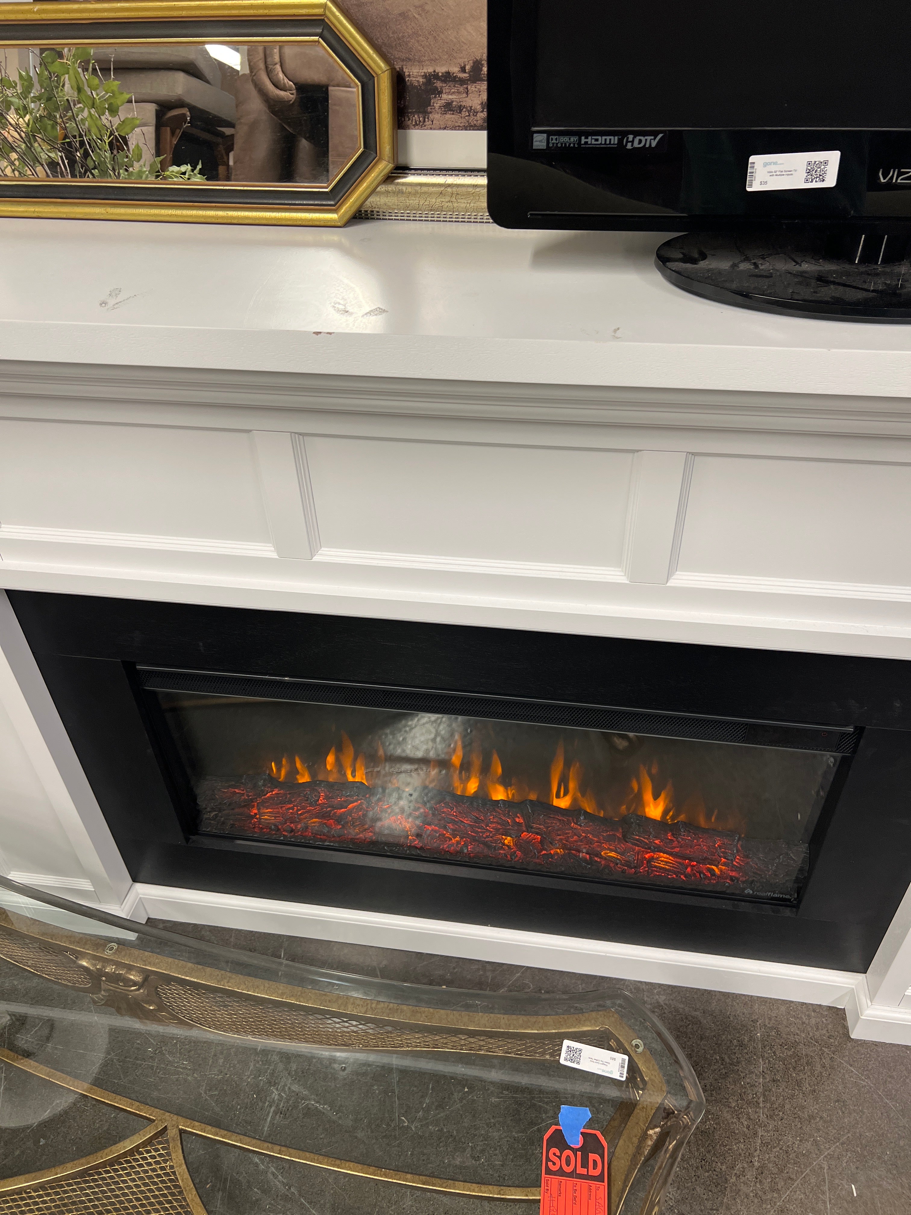 Electric Fire Place with White Mantle