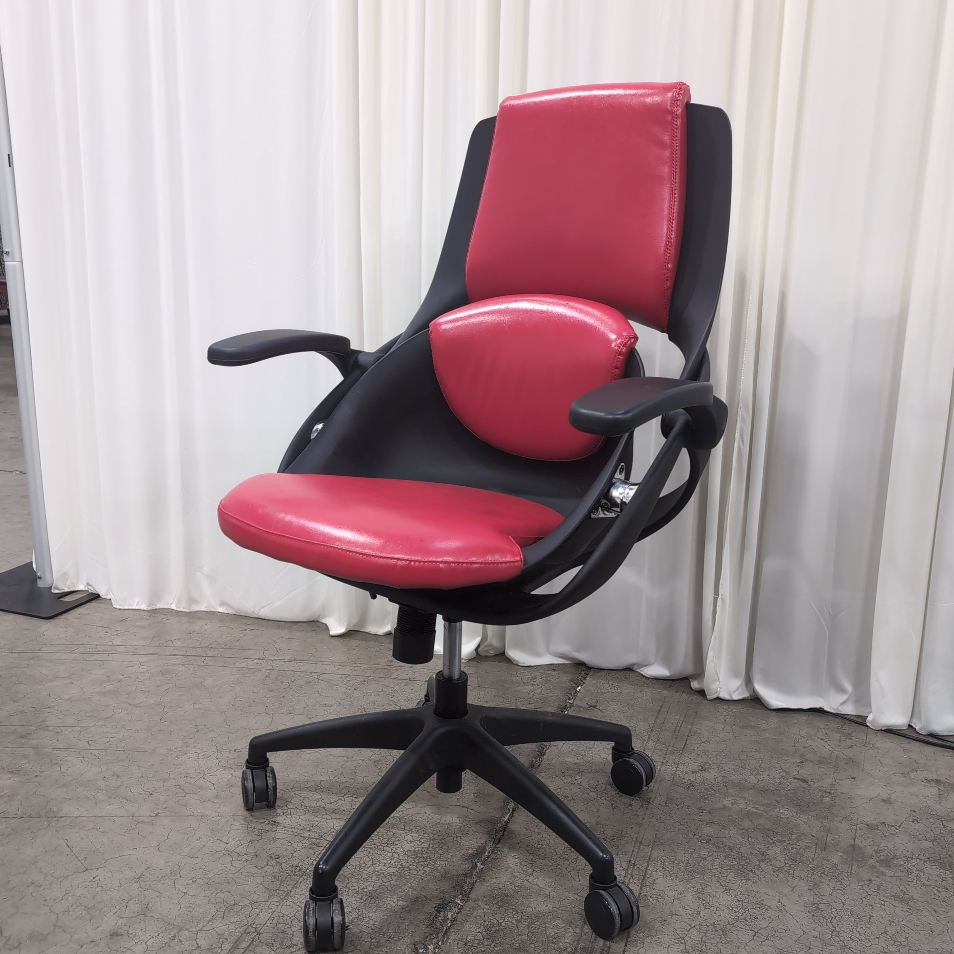 Red and Black Faux Leather Office Chair