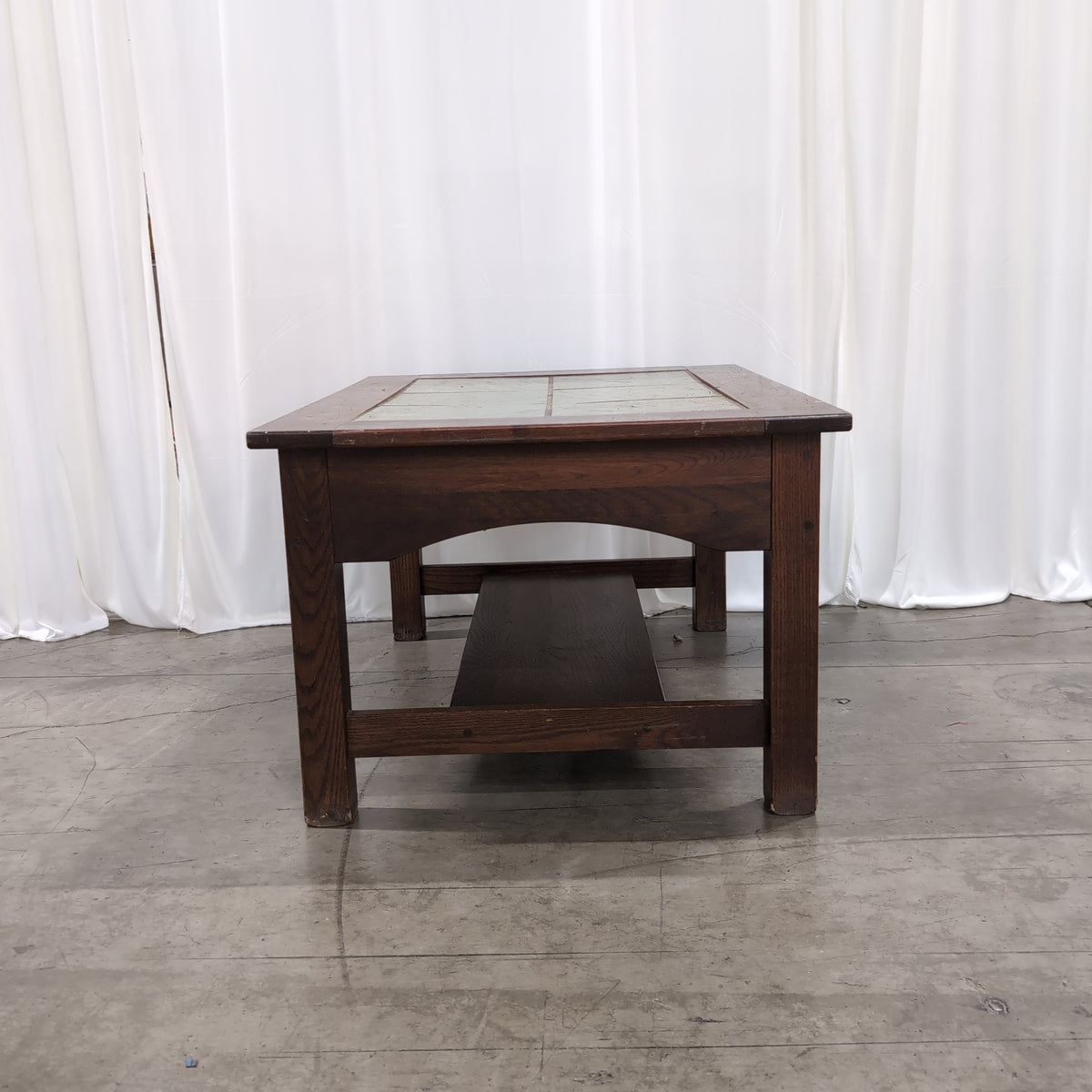 Dark Wood Rectangular Coffee Table with Tile Top
