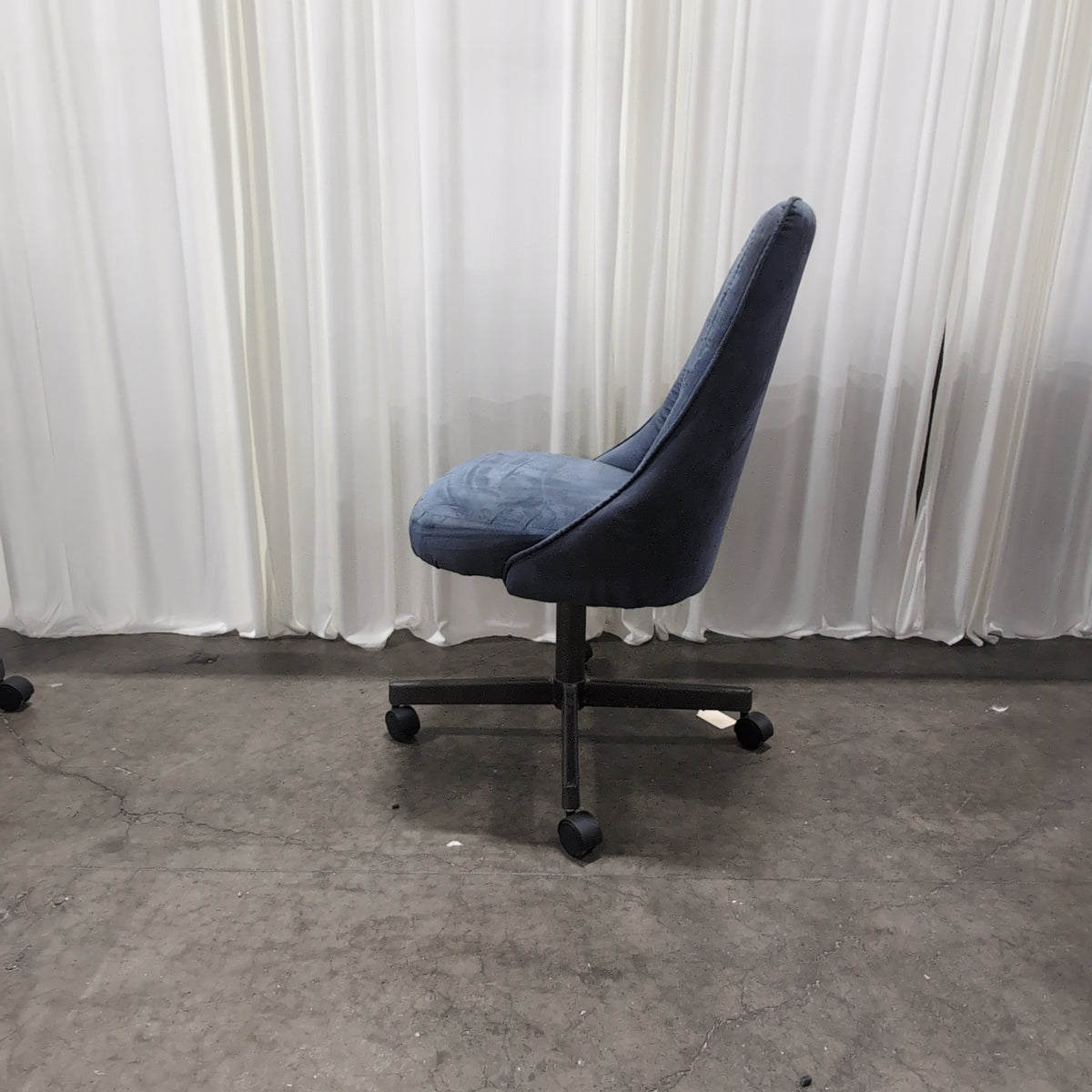 Chromcraft Corp. Charcoal Velvet Swivel Office Chair with Channel Tufting