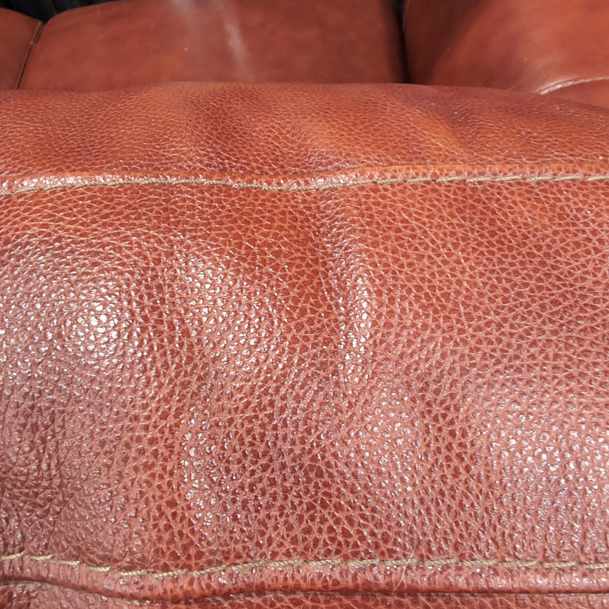 Terracotta Leather Three-Seat Couch