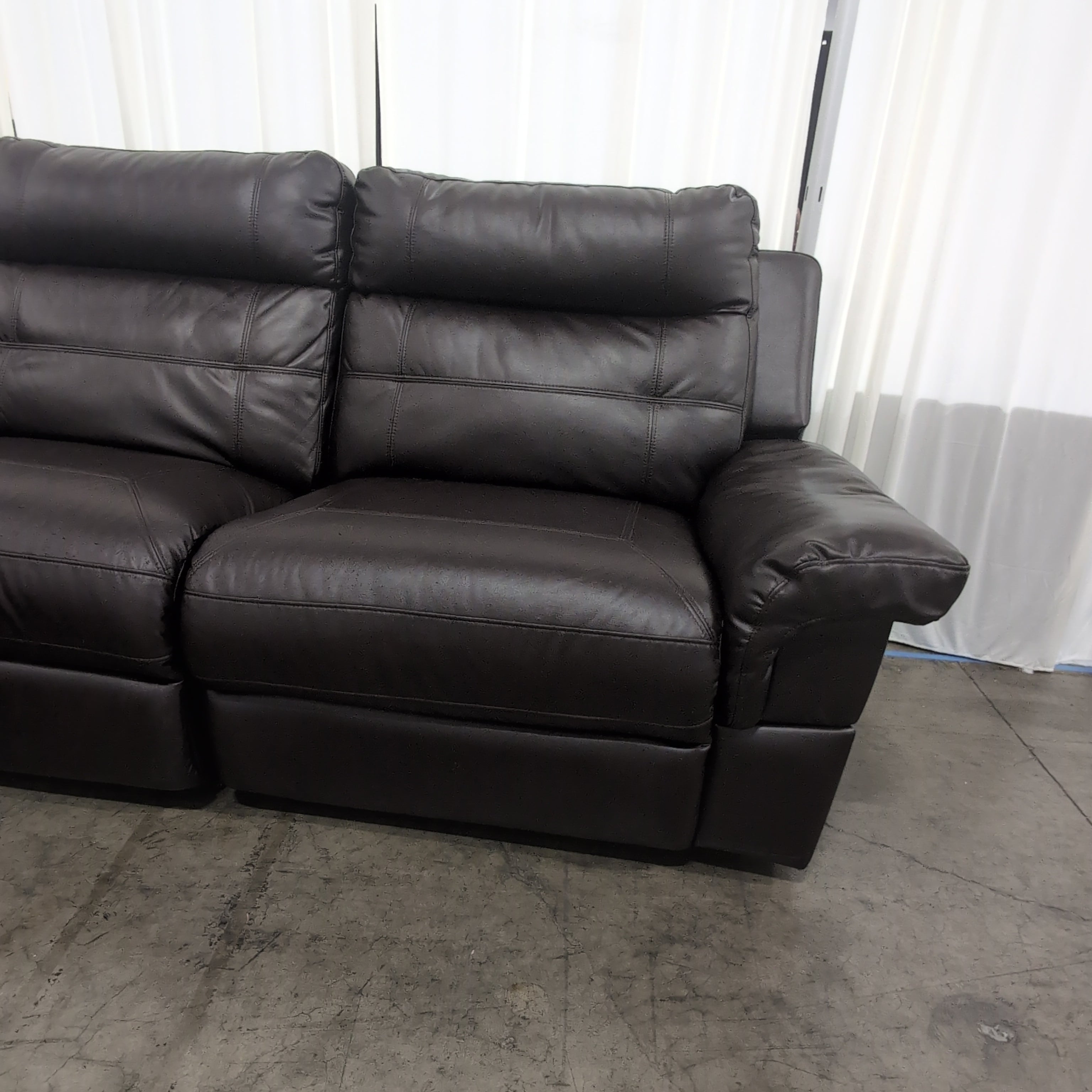 Dark Brown Leather Reclining Sectional Couch