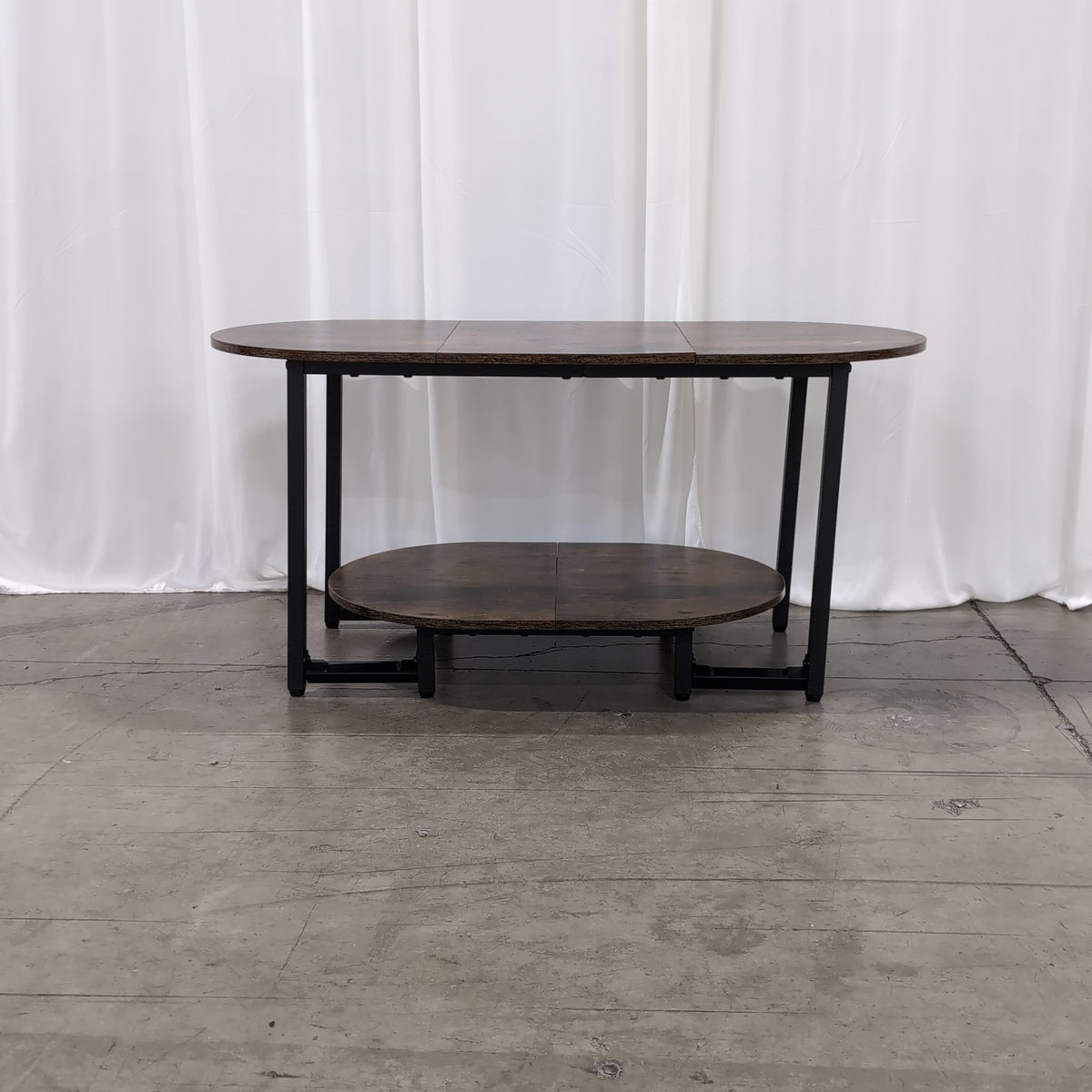 Dark Brown Oval Coffee Table with Two Tiers