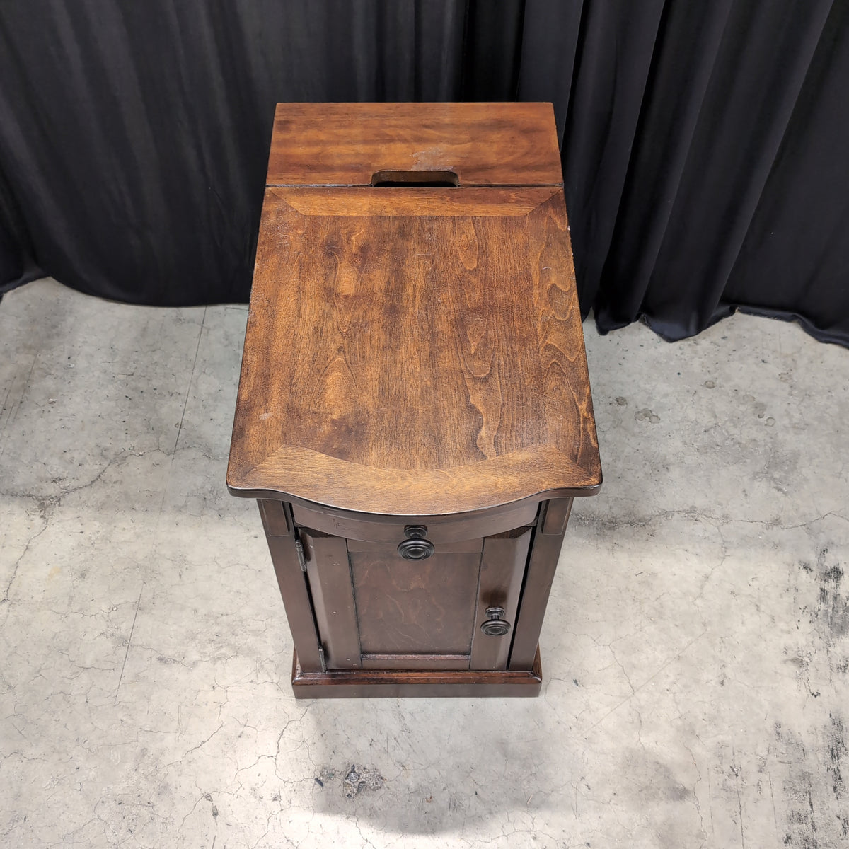 Dark Wood Nightstand with Power Cord Slot