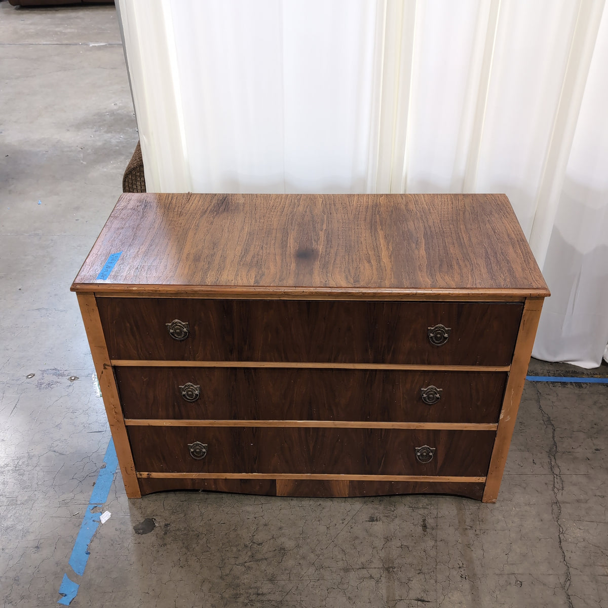 Vintage Style Wood Three-Drawer Dresser in Brown Stain