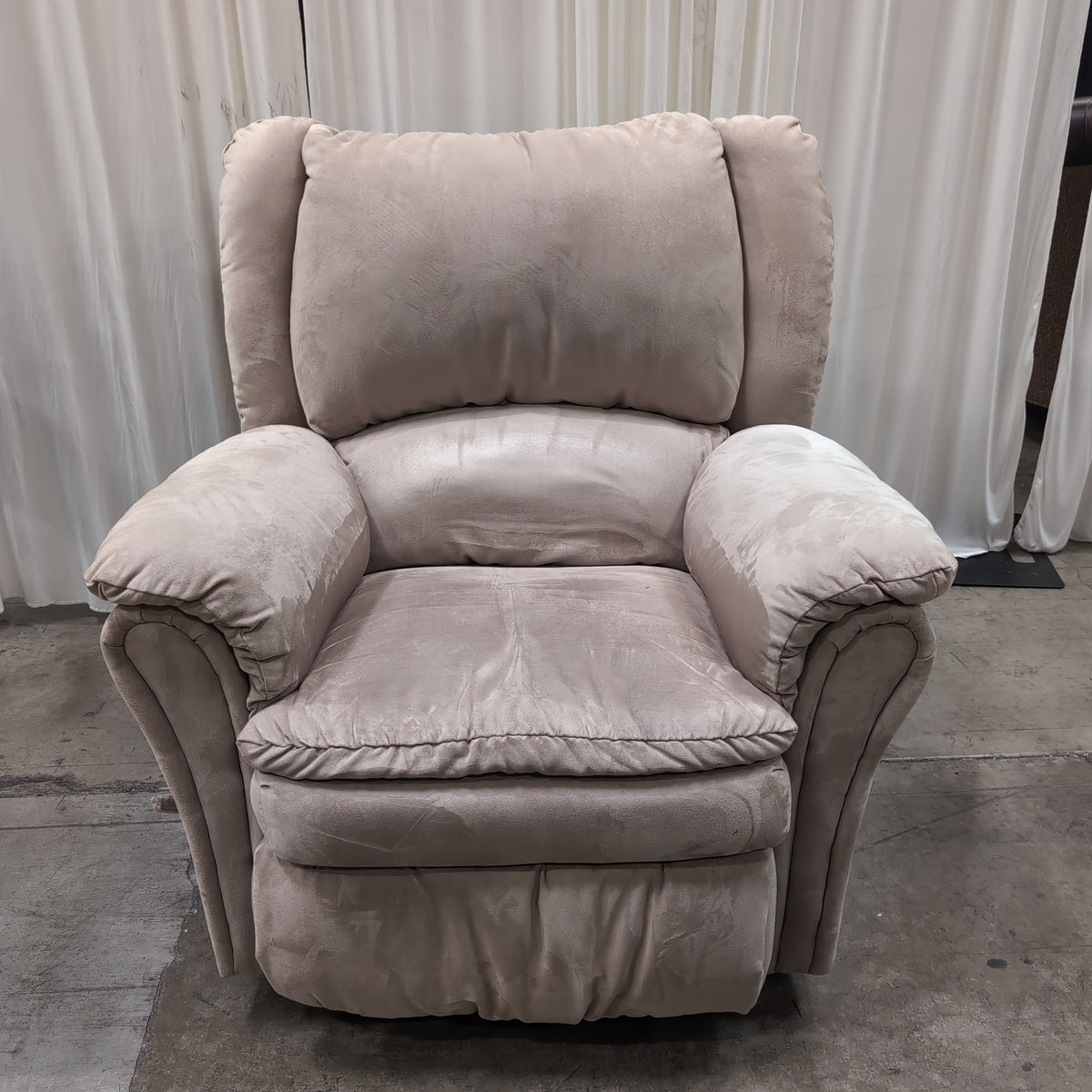 Plush Tan Fabric Recliner