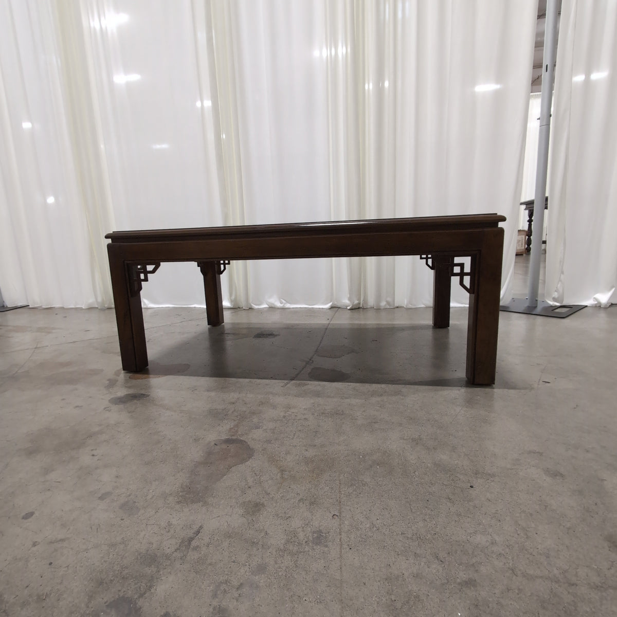 Dark Wood Asian Inspired Coffee Table with Lattice Details