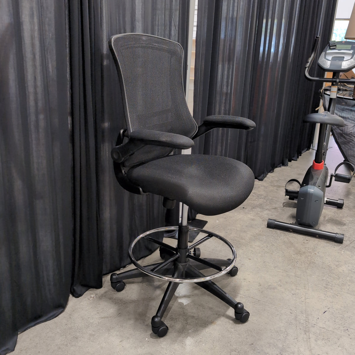 Black Mesh and Fabric Tall Office Chair with Foot Ring