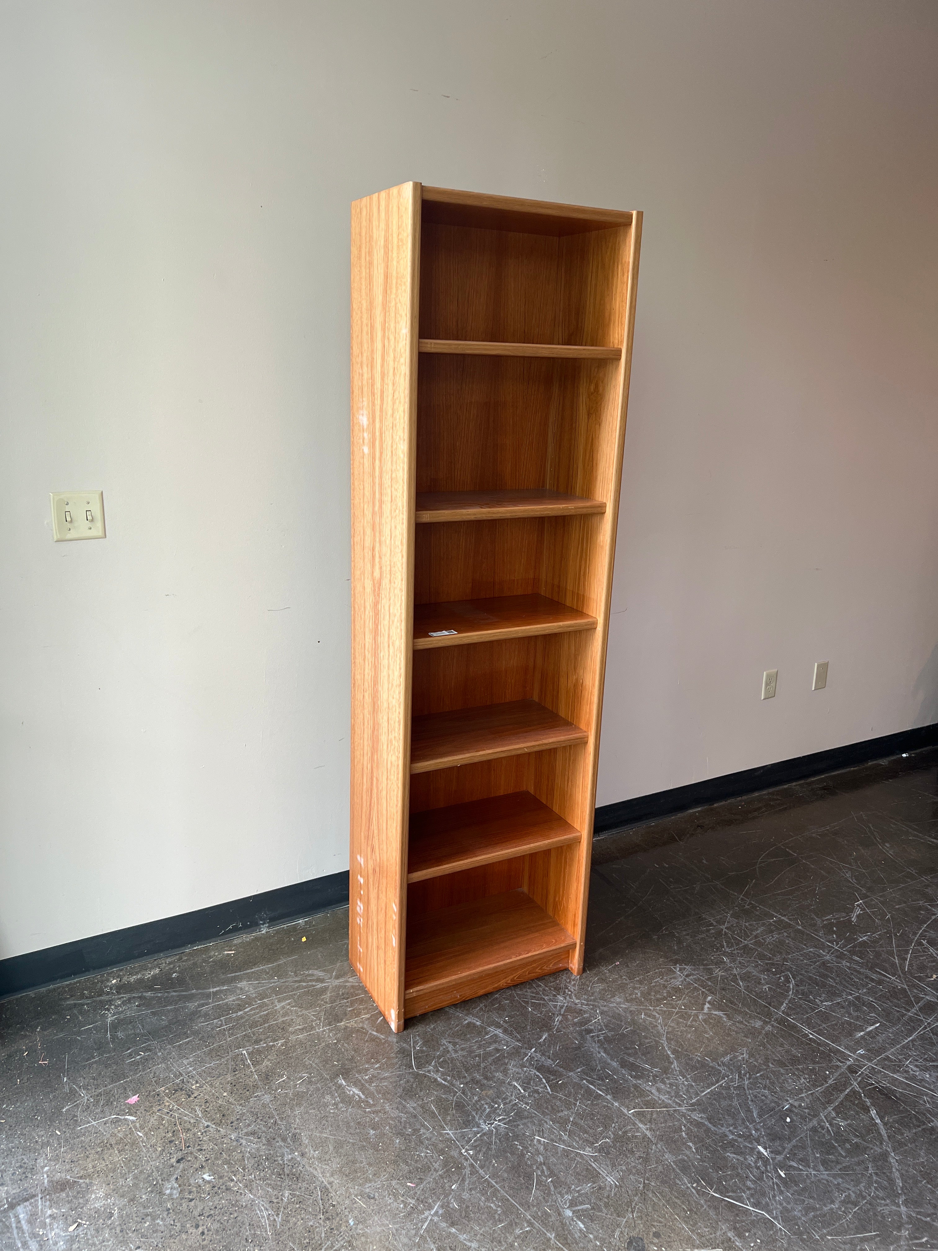 Narrow Maple Bookcase with Six Shelves, Made in Denmark